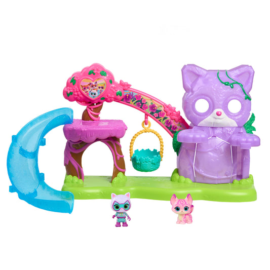 Disney Junior SuperKitties Su-Purr Wild Playset with Slide and Swing, 5-Pieces, 3 Poseable Figures, Toy for Fans, Girls, Kids, Ages 3 and Up by Just Play