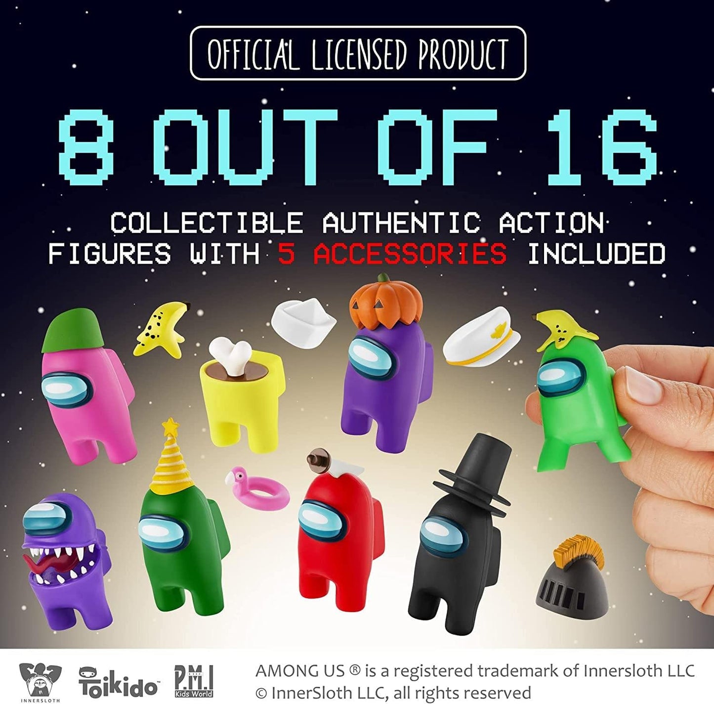Among Us Crewmate Figures | Toys Out of 16 Collectibles in 1 Box | 8 Among Us Merch Incl. The Peeled and The Clogged | 2 Hidden Impostors | Mini Toys with 5 Add’l Hats