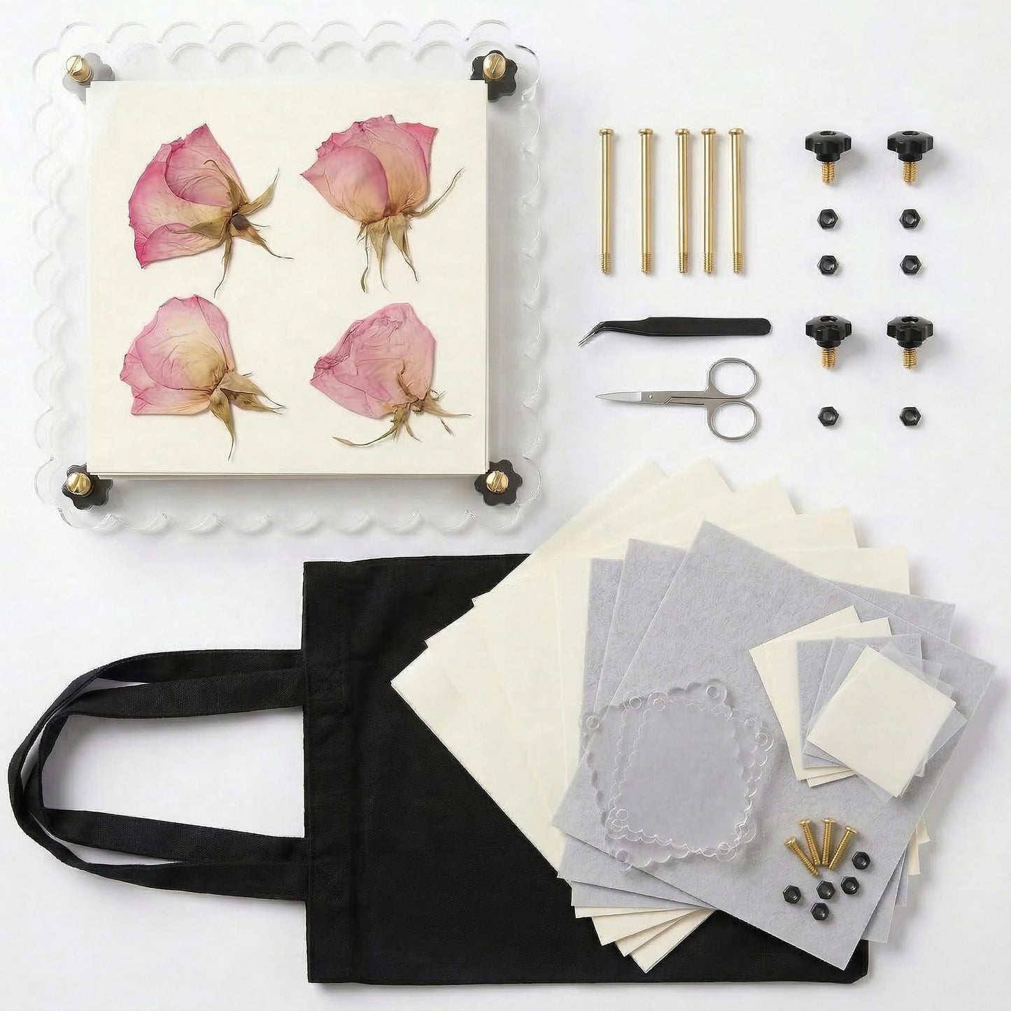 Acrylic Flower Press for DIY Flowers, Weddings, Bridal Showers, Journals & Home Décor – Large and Mini Clear Press Plates with Tools & Reusable Pressing Boards for Drying Flowers and Botanicals