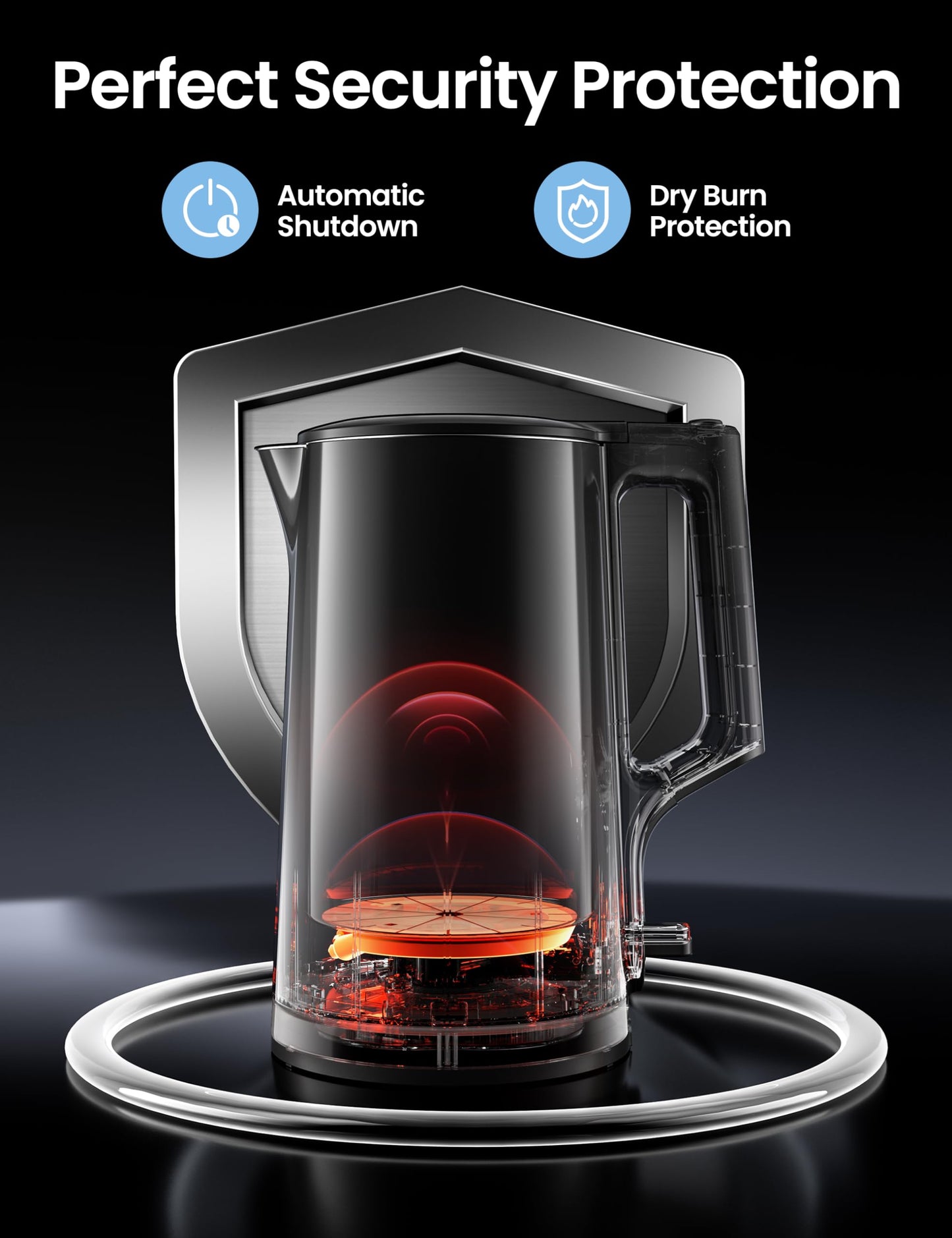 COMFEE' 1.7L Double Wall Electric Tea Kettle and Kettle Water Boiler, 100% Stainless Steel Interior & Lid & Spout, Two-Level Wide Open Lid, 1500W Fast Boiling, Auto-Off and Boil-Dry Protection