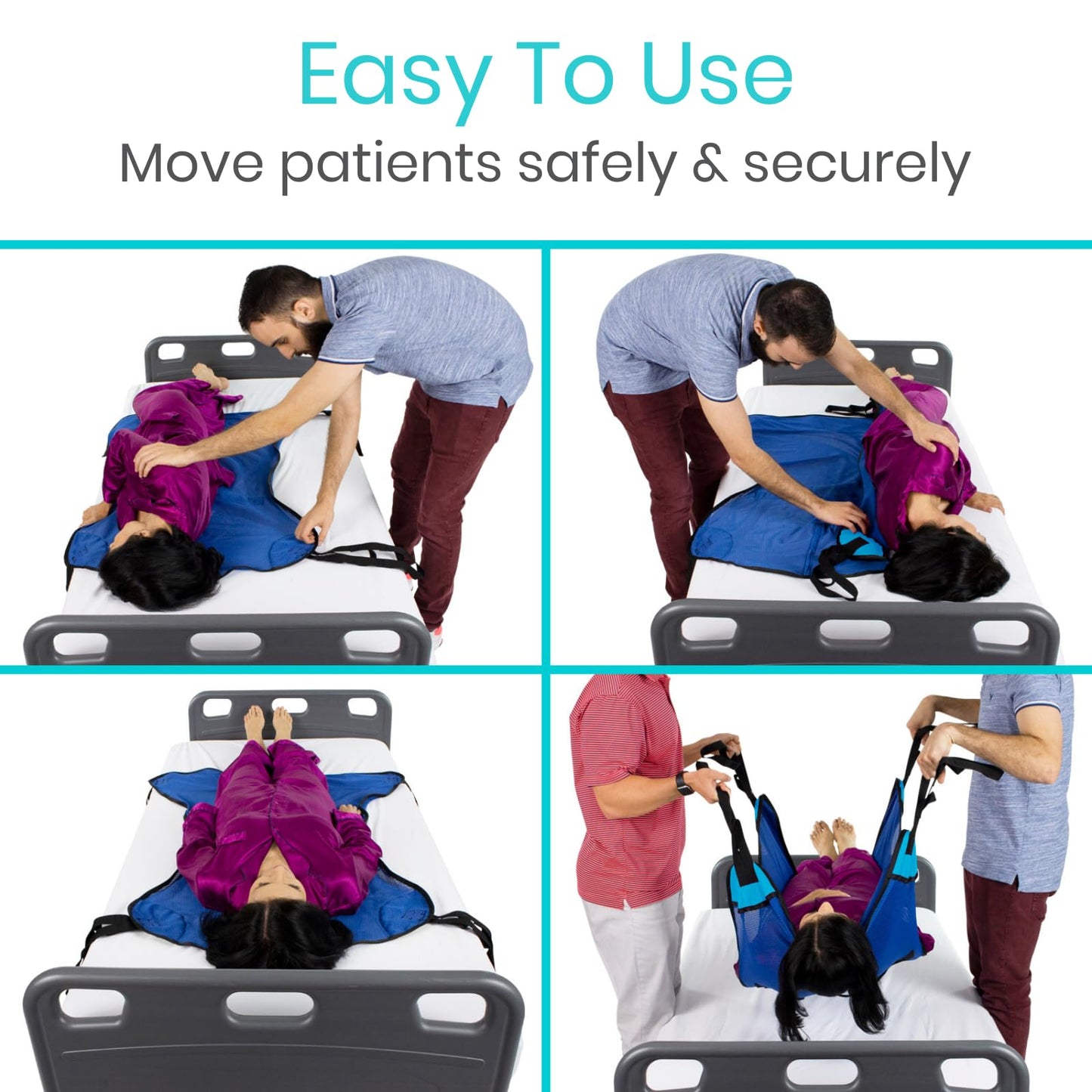 Vive Patient Lift Sling - Full Body Mesh Sling for Showering & Home Use - Transfer Sling for Elderly & Disabled - Patient Transfer Blanket & Lift Pad Assist Device for Bed Positioning & Lifting