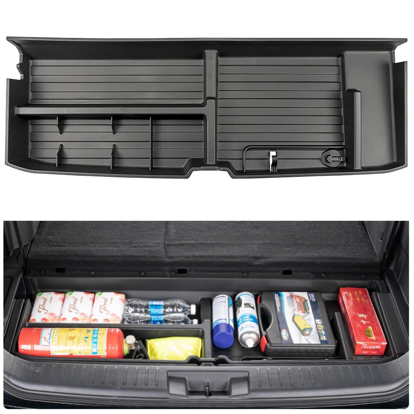 AutoQi For 2020-2026 Toyota Highlander Trunk Hidden Storage Box, SUV Insert Cargo Rear Hatch Organizer, Extra Space fits Highlander Under Cargo Floor Storage Bins Accessories