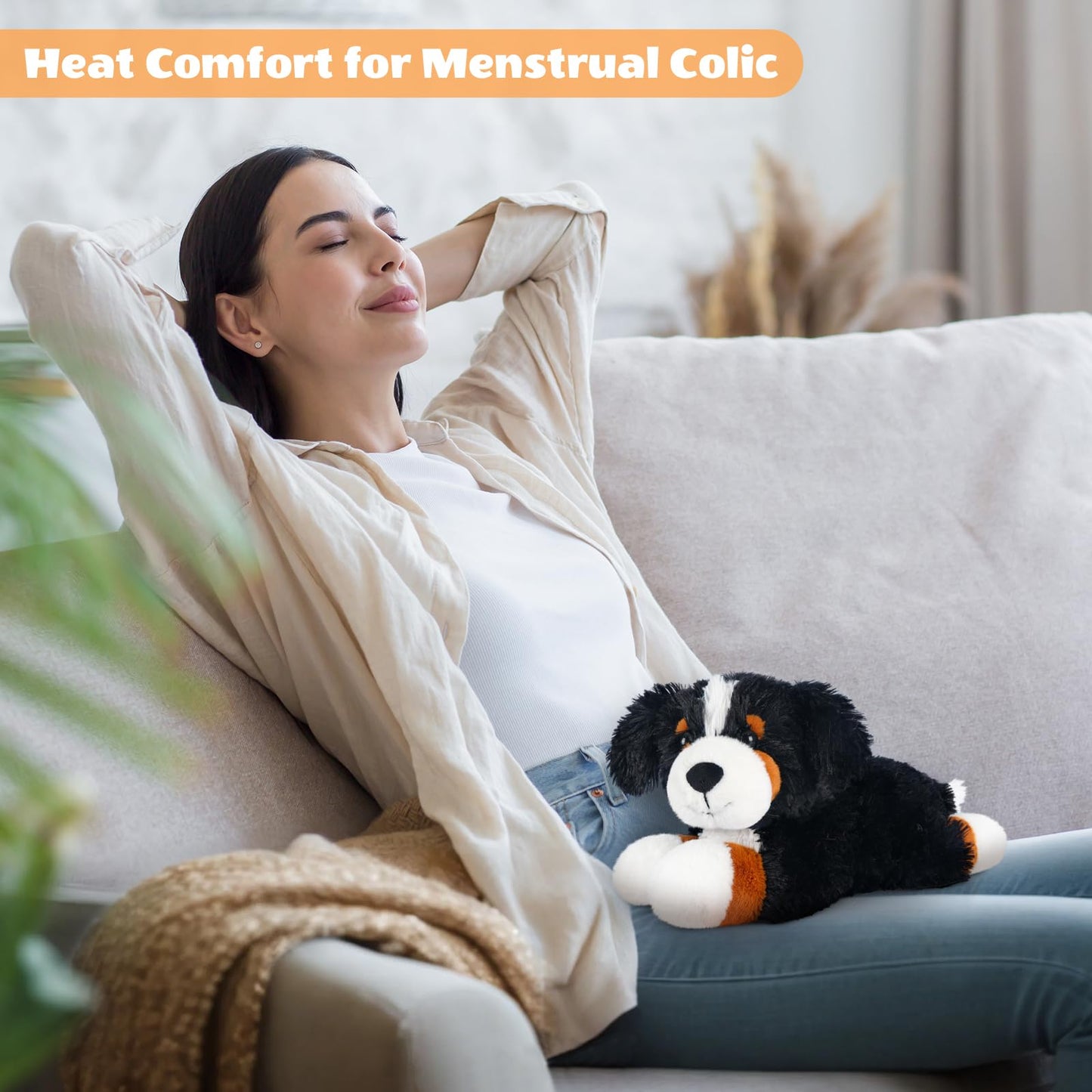SuzziPals Heatable & Coolable Bernese Mountain Dog Stuffed Animal, Heating Pad Microwavable for Soothing & Relaxation, Lavender Scented Stuffed Dog Plush for Stress Relief, Black Puppy Plushie Gifts