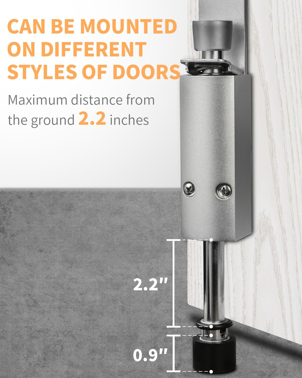 Door Stop - Heavy Duty Spring Loaded Step Down Push On Door Holder/Stopper - Foot Operated Door Holder for Outdoor and Commercial Use (2, Silver)
