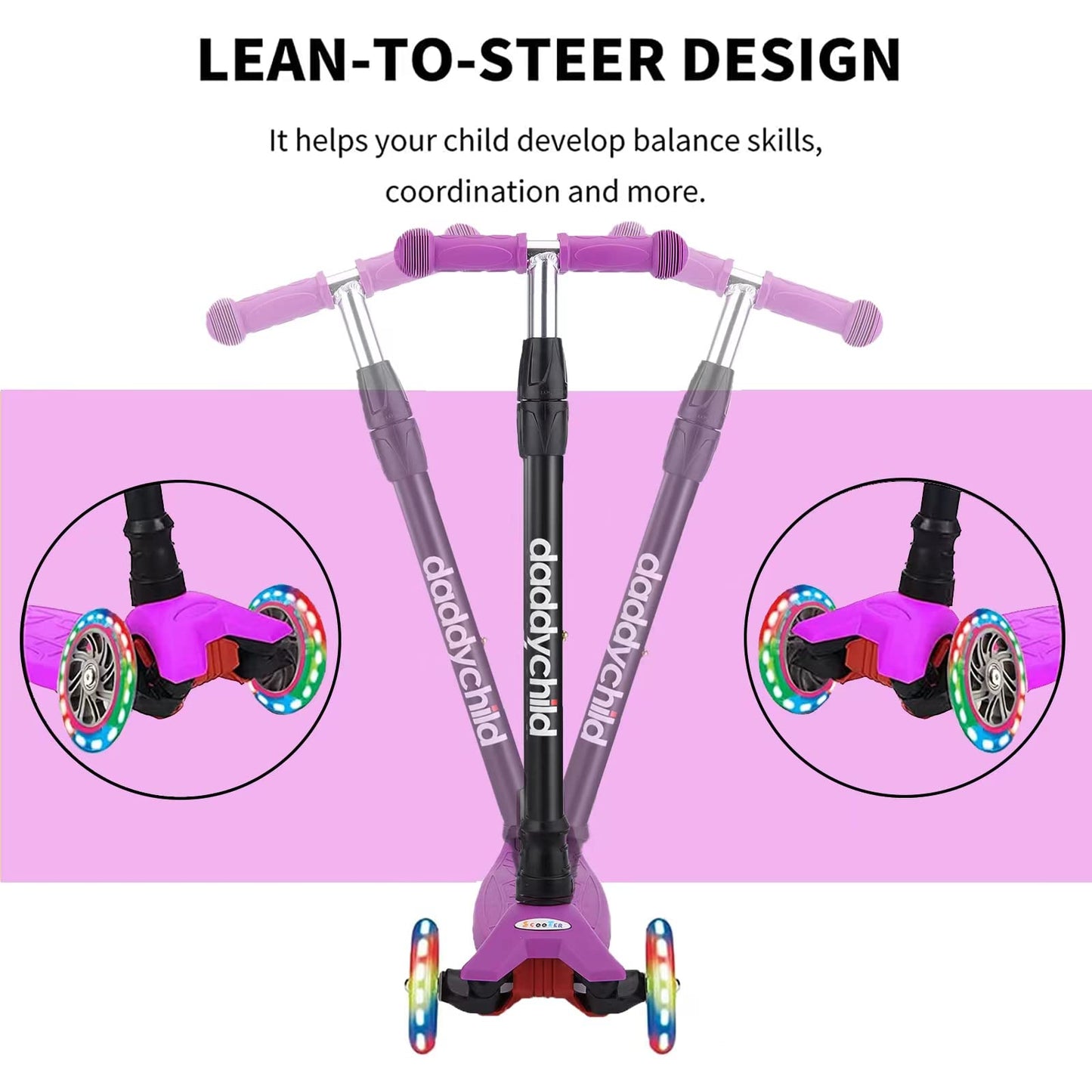3-Wheel Kids Scooter for Toddlers 3-14, Light-Up Wheels, Mini Scooter for Boys & Girls