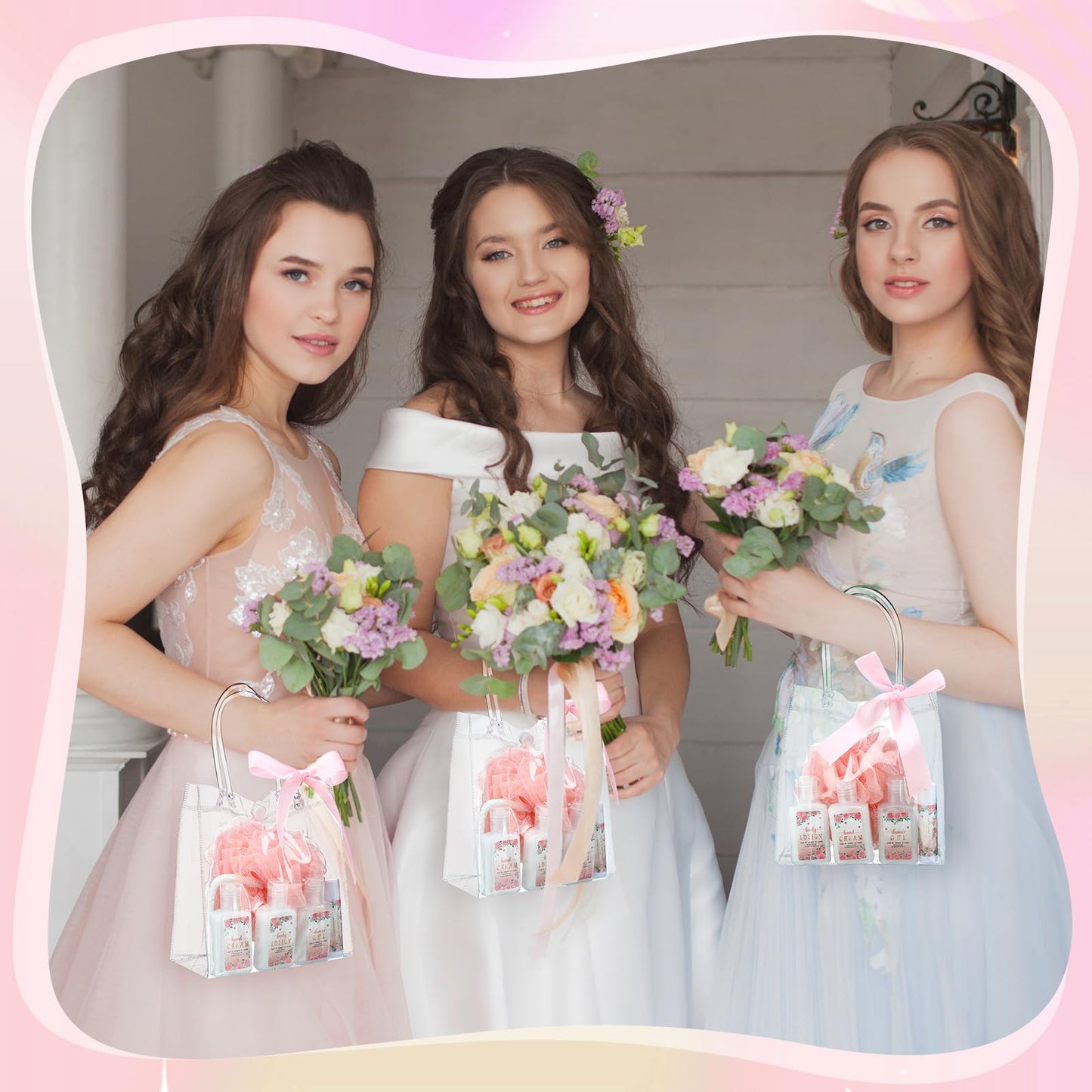 6 Sets Baby Shower Game Prizes for Winners Baby Shower Favors Gifts Include Lip Balms Hand Creams Body Lotions Bath Loofah Sponges Gift Bags