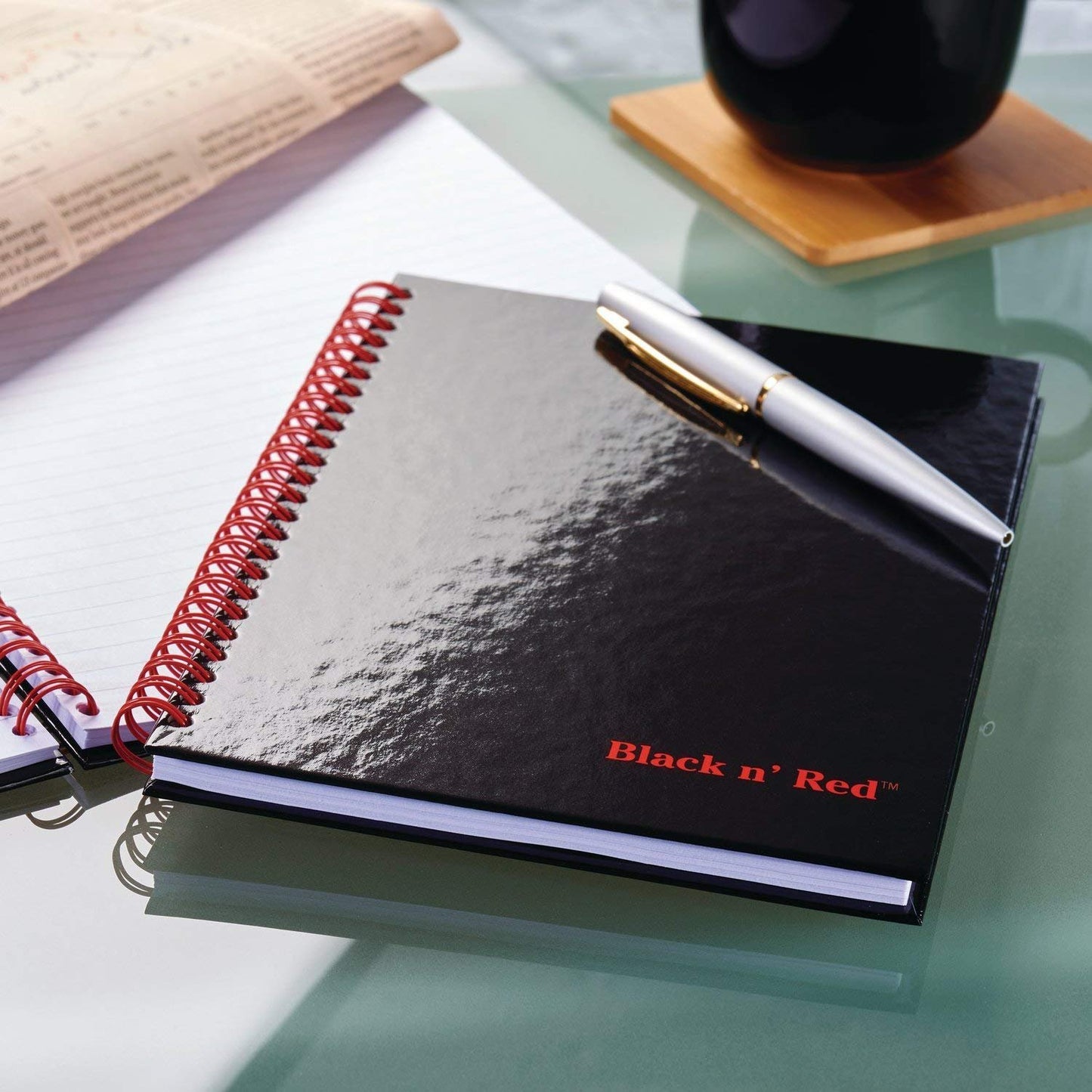 Black n' Red Twin Wire Hardcover Notebook, 8-1/4" x 5-7/8", Black/Red, 70 Ruled Sheets, Sold as 5 Pack (L67000)