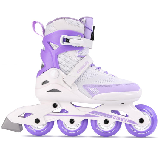COSMOID Women's Adult Fitness Inline Skate, Outdoor Street Blades Roller Adult Female, Professional Fitness Roller Skates Blades, White and Purple,Size 5-12,Move
