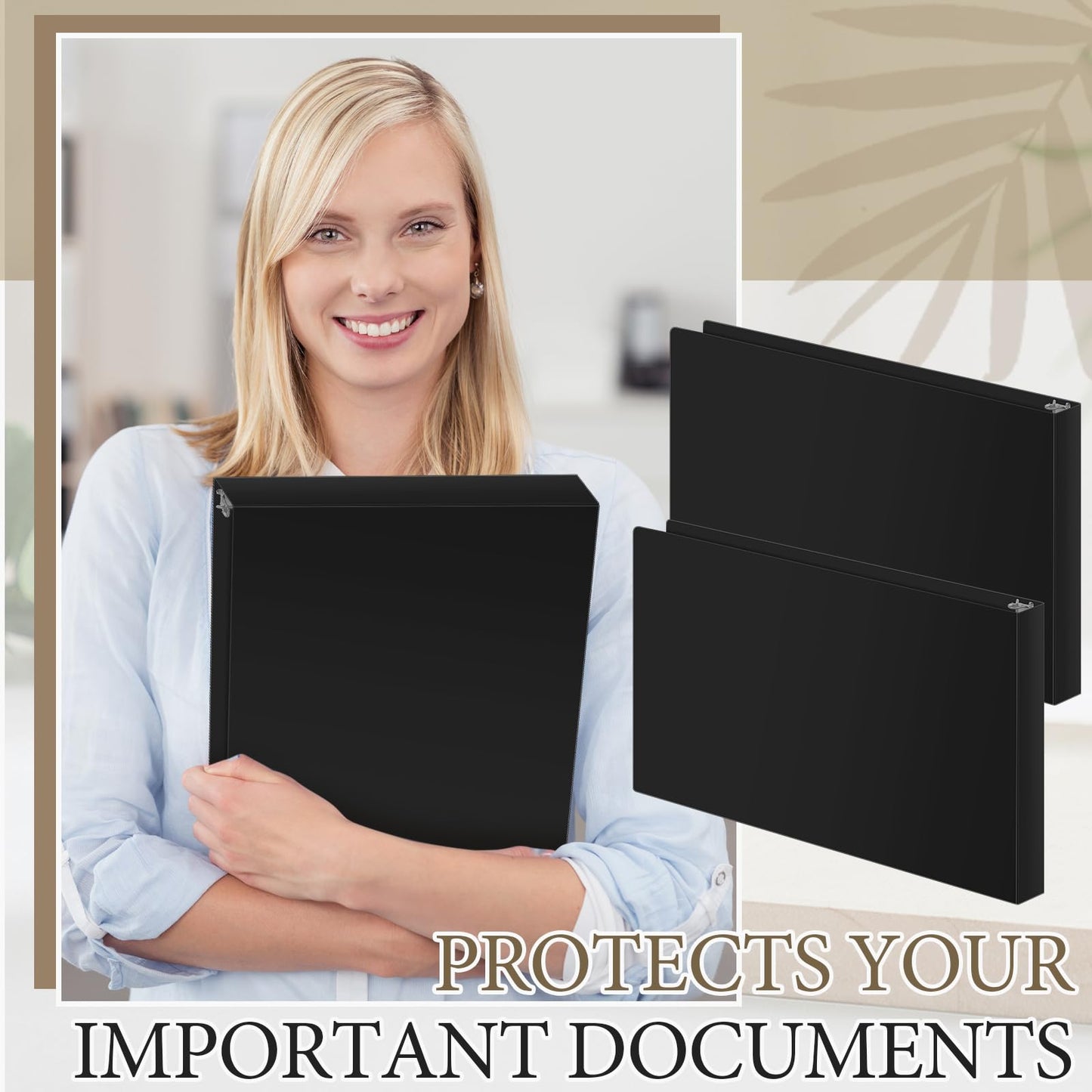 Humyoun 4 Pcs 11 x 17 Inch 3 Ring Binders 1 Inch Rings Heavy Duty View Plastic Flexible D Ring Binders Economy Holds 11" x 17" Paper for Artwork Blueprints, Office, Home, Work Places(Black)