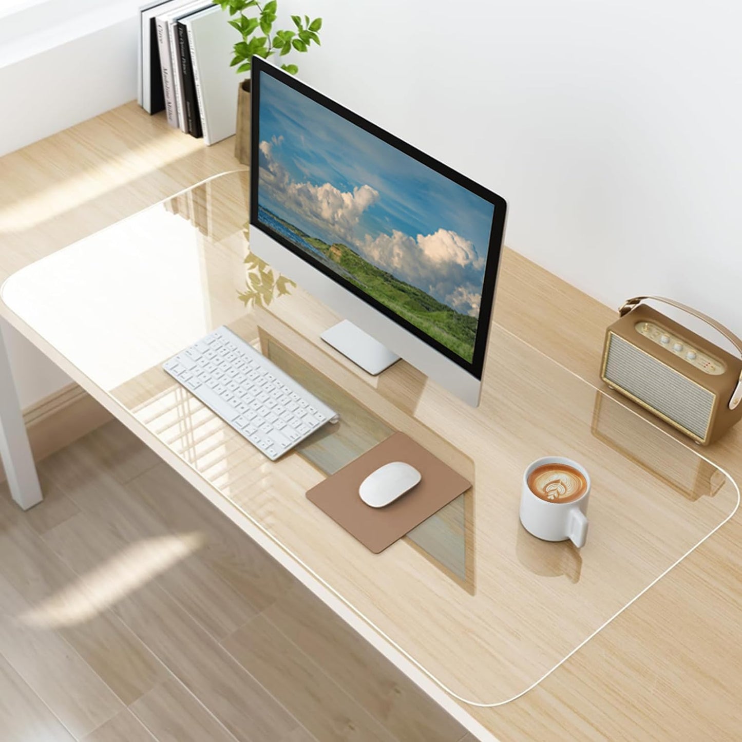 LBJFYHJN Clear Desk Mat, Non-Slip PVC Desk Protector Mat with Round Edge, Heat Resistant & Waterproof Clear Desk Writing Mat for Home and Office (47.2"*23.6")