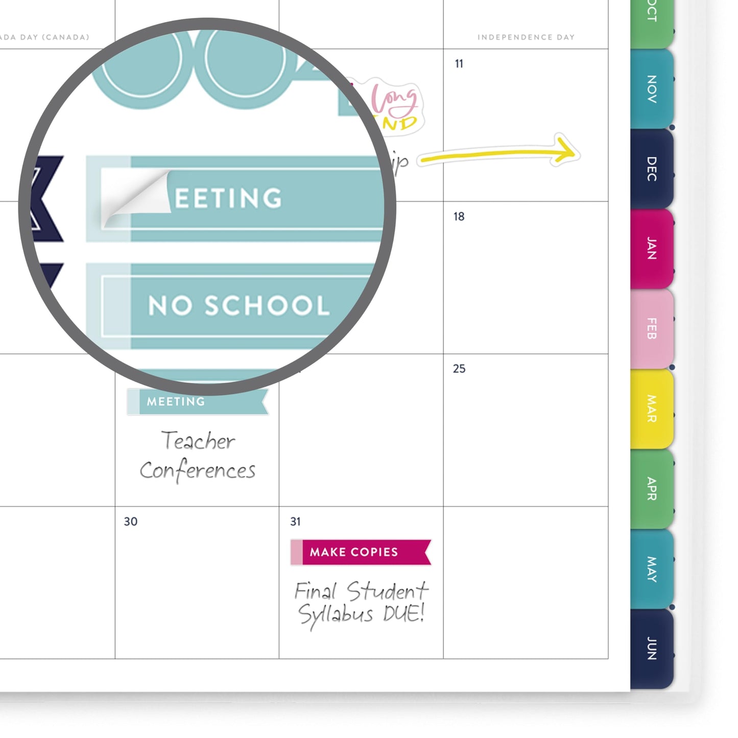 AT-A-GLANCE Teacher Planner 2026-2027 Weekly & Monthly Academic 12-Month July-June, 8-1/2" x 11", Simplified by Emily Ley, Happy Stripe (EL54-905A)
