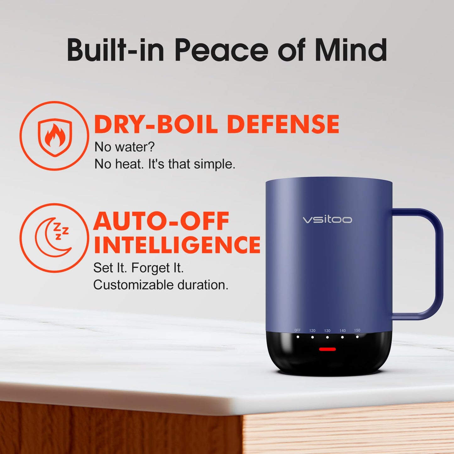 VSITOO S3 Pro 16oz Smart Self Heating Coffee Mug, Heated Coffee Mug with AI Auto-Sensing Temperature Control, 120-150℉ Rechargeable Smart Mug Warmer, IPX7 Waterproof, Gift for Men Women, Blue