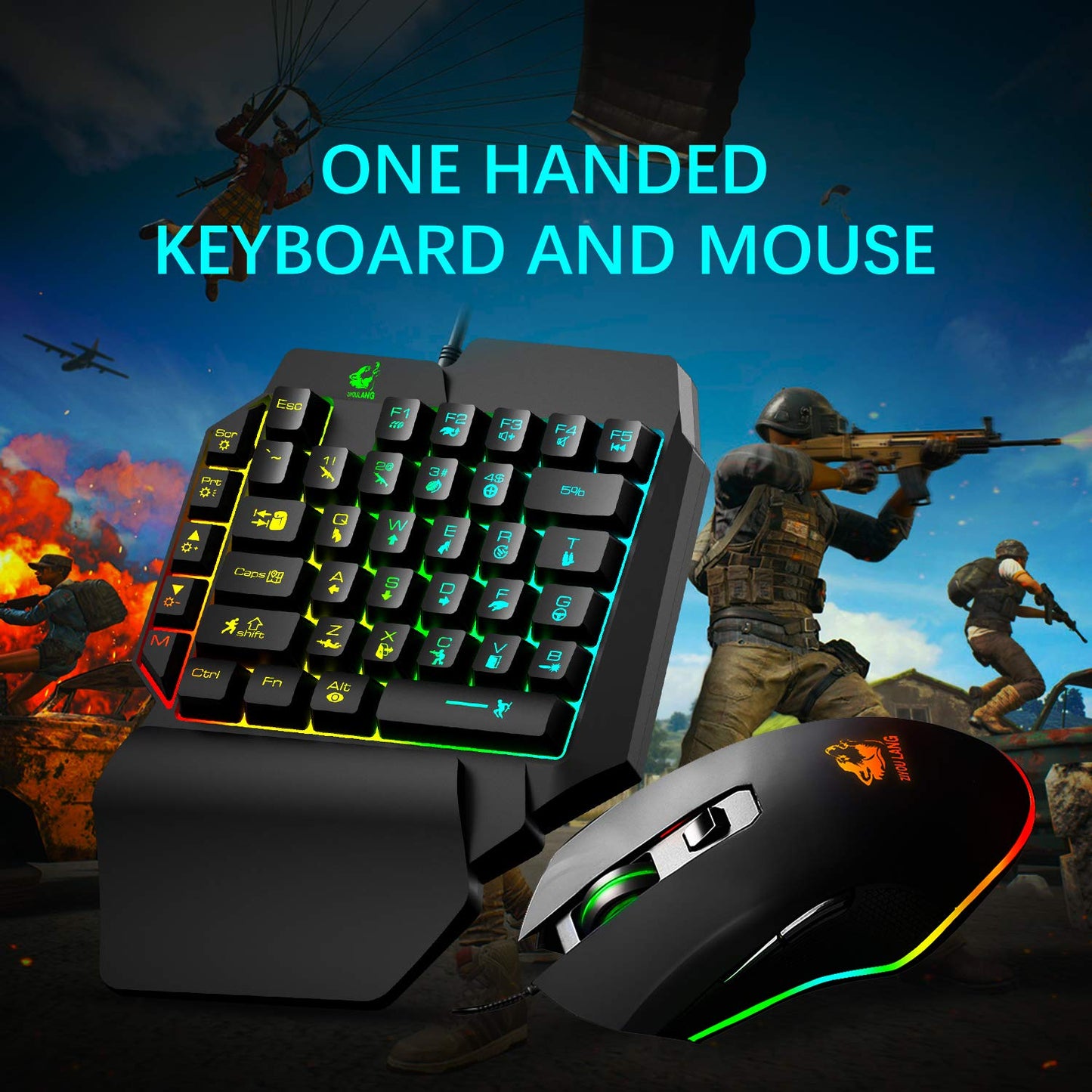 Gaming Keyboard and Mouse Combo, Wired 39 Keys Mechanical Feeling Rainbow LED Backlit Keyboard and RGB Gaming Mouse and LED Backlit Converter Compatible with PS4/Xbox One/Nintendo Switch/PS3 /PC