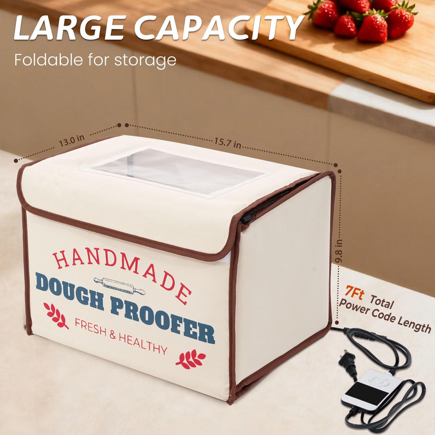 InnovifyHub Bread Proofing Box with Heater, 50-130℉ Constant Temp Dough Proofer, 3-Sided Heating & 24H Timer, Foldable Fermentation Box for Sourdough Starter, Pizza Dough, Yogurt