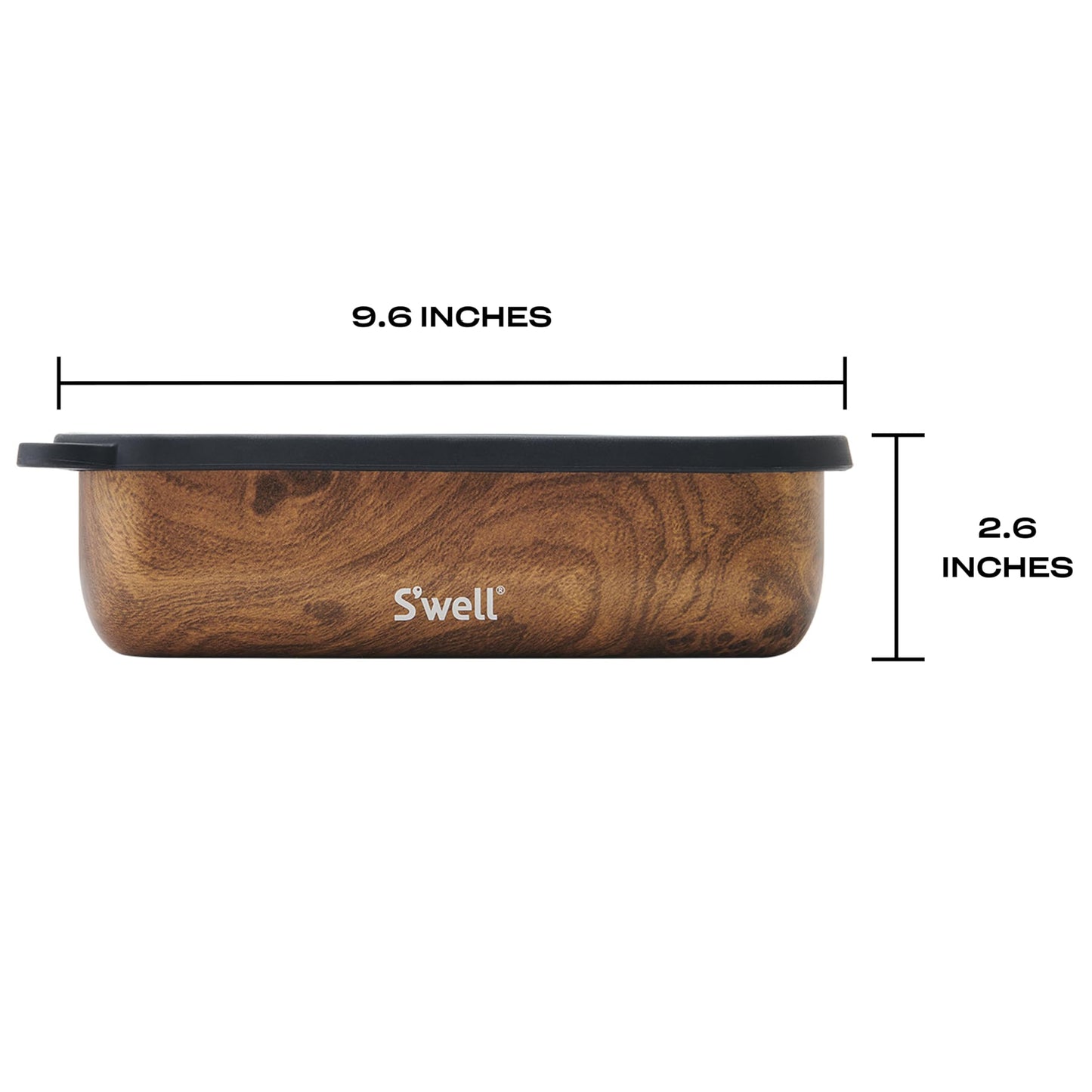 S'well Stainless Steel Bento Box, Teakwood, Fits One Large Entree Or Small Entree And Snack, Includes Removable Divider, Leakproof, Easy to Clean, Dishwasher Safe
