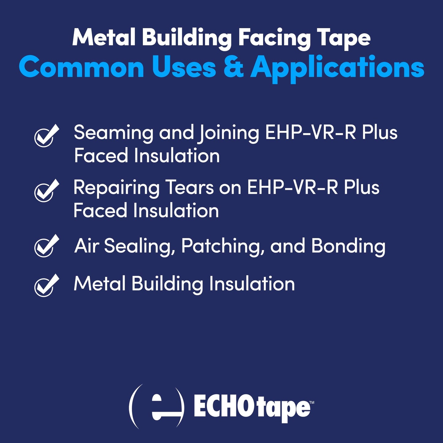 ECHOtape FS-G7739 | All Weather Lamtec EHP VR-R Plus Facing Tape | Metal Building Insulation Tape | White Seam and Repair Tape | Cold Weather Acrylic Adhesive | Contractor Tape | 2.83 in x 50 yds