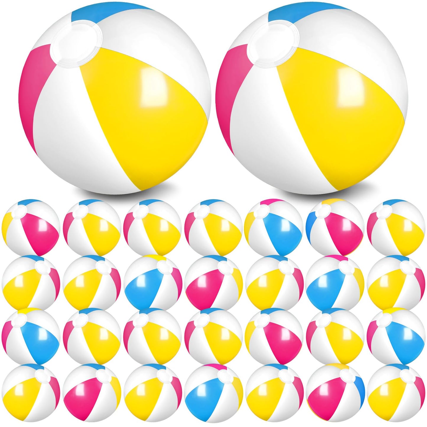 Honoson 30 Pack 20 Inch Beach Balls Inflatable Swimming Pool Game Toys Large Blow up Beach Balls Bulk for Summer Swimming Party Birthday Supplies(Rose Red, Yellow, Blue and White)