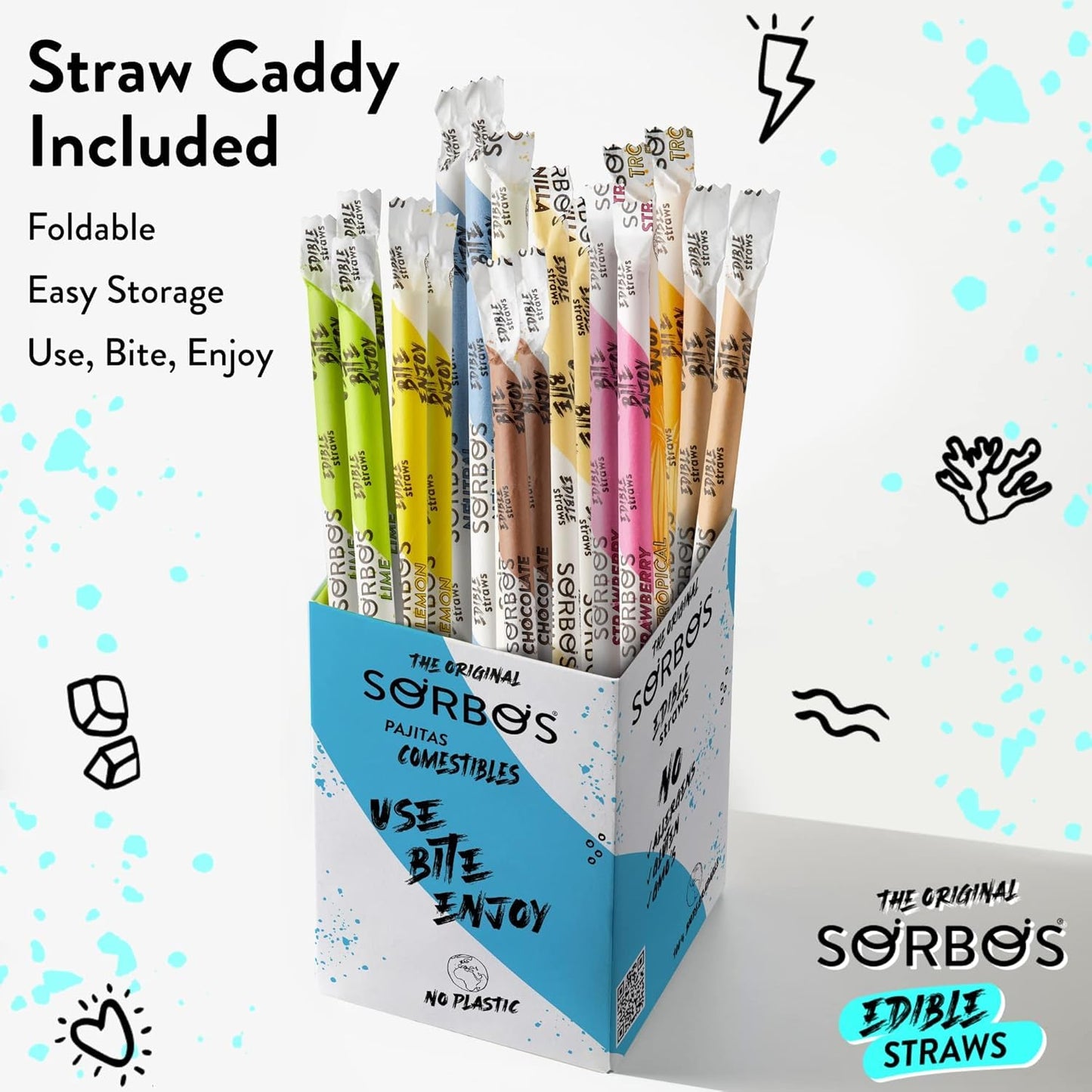 Sorbos Edible Straws, Neutral Flavor, Individually Packaged, No Plastic, No Allergens, No Gluten, No PFAS, 100 Percent Biodegradable, 7.4 Inches Long (Pack of 200)