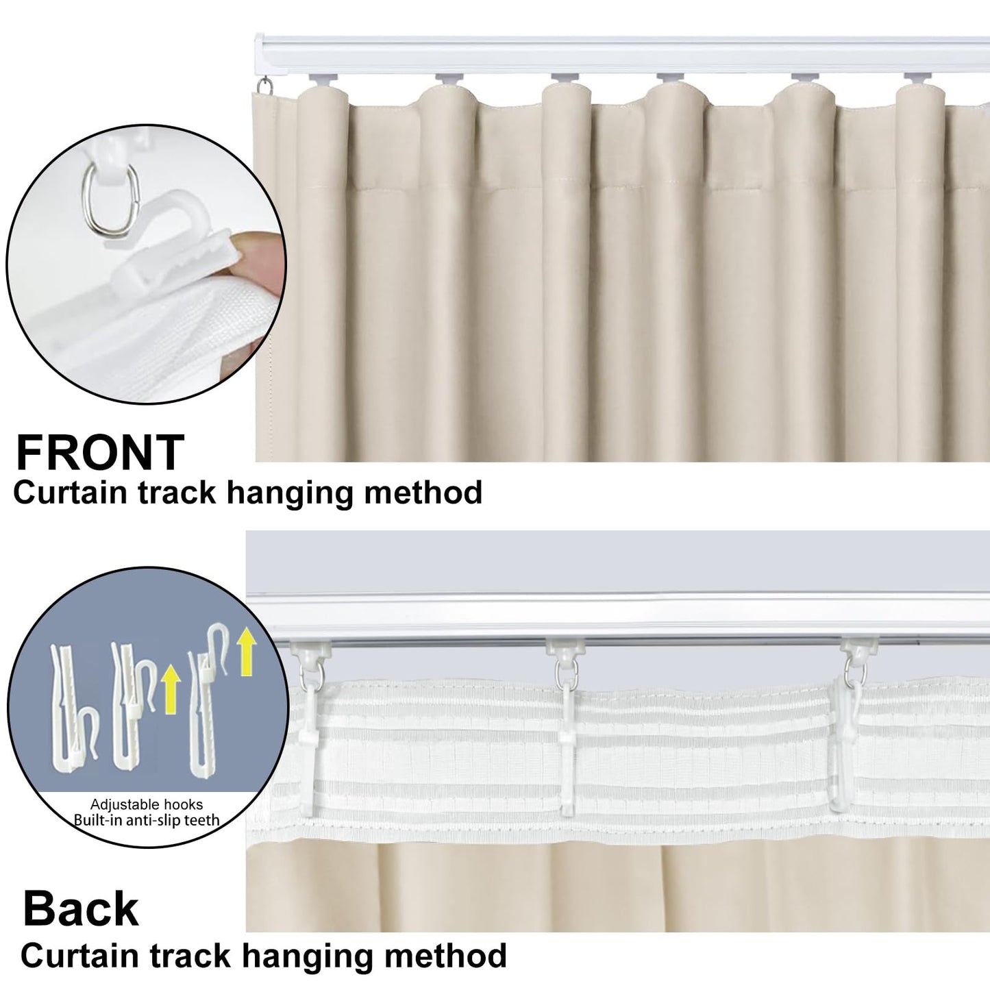 Cbsroro Room Divider Blackout Curtain Track Curtains Wall Dividers Panels Screen for Living Rooms Bedroom Office Privacy Partition Separation, W100 × L96 Inch,1 Panel, Beige