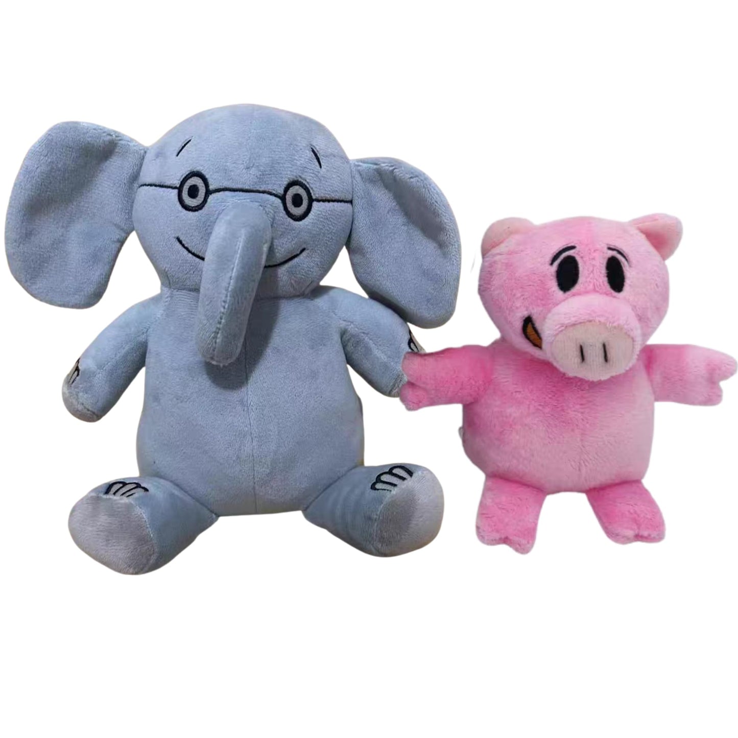 Malvjun Pair of Elephant & Piggie Soft Stuffed Animal Plush Toys, Elephant and Pig Plush Toy Set for Book Buddies Stuffed Animals, Ideal Gift for Birthday Christmas Valentine's Day Room Decoration