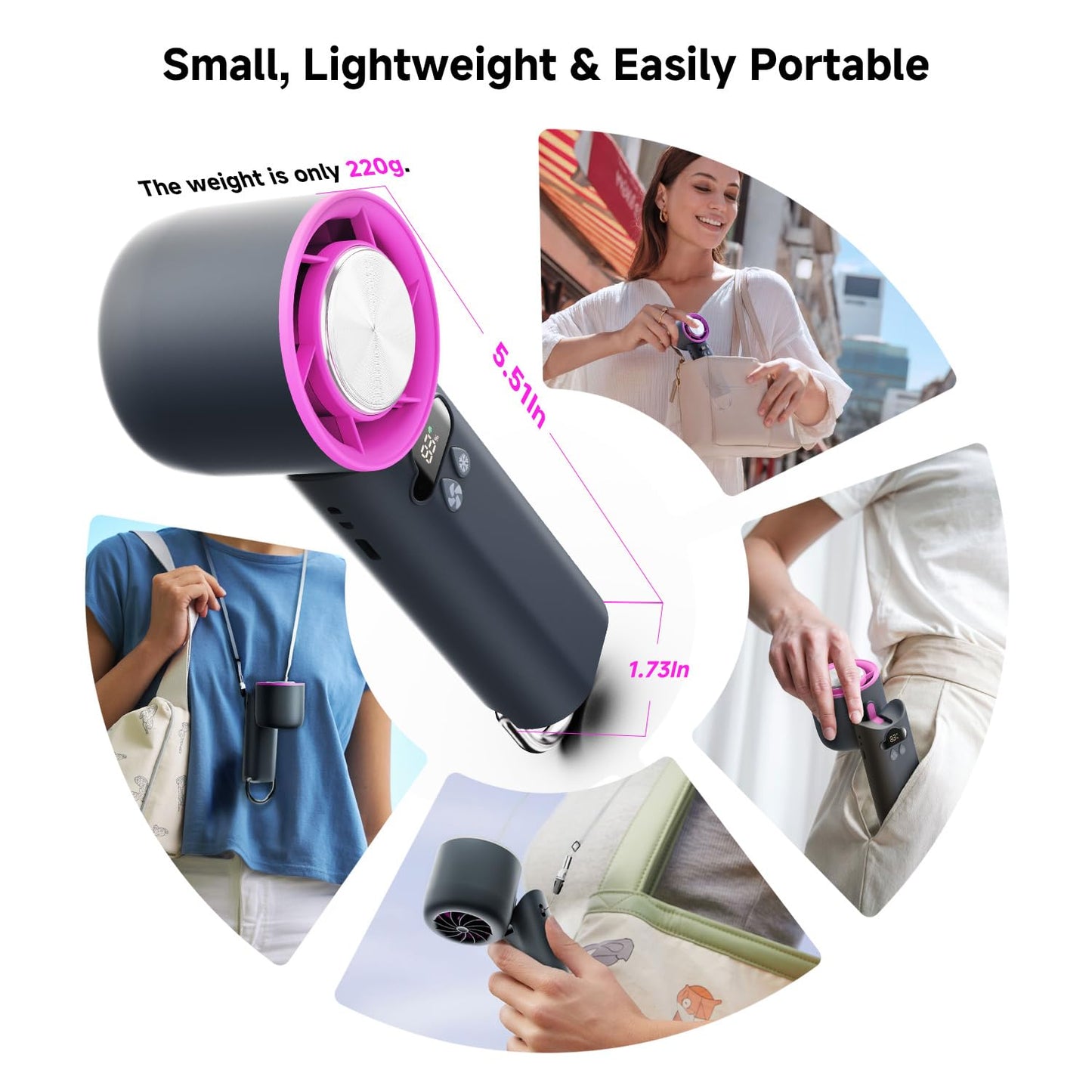 DooGooCoo [2026 Upgrade] Portable Cooler Handheld Fan, [Coldest Turbo Hand Fan] 15000RPM 24H Max Cooling Time Highly Speed (1-100) Hand Fan, Collapsible Mini Small for Travel, Office (Grey)
