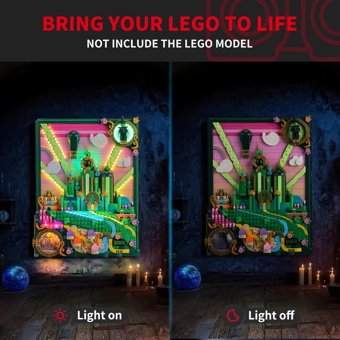 BRIKSMAX 2.0 Light Kit Compatible with Lego Wicked Emerald City Wall Art 75685 Building Sets- LED Lighting Kits (Accessories Only), Cable-Hiding Tech for Display, Gifts & Collectors