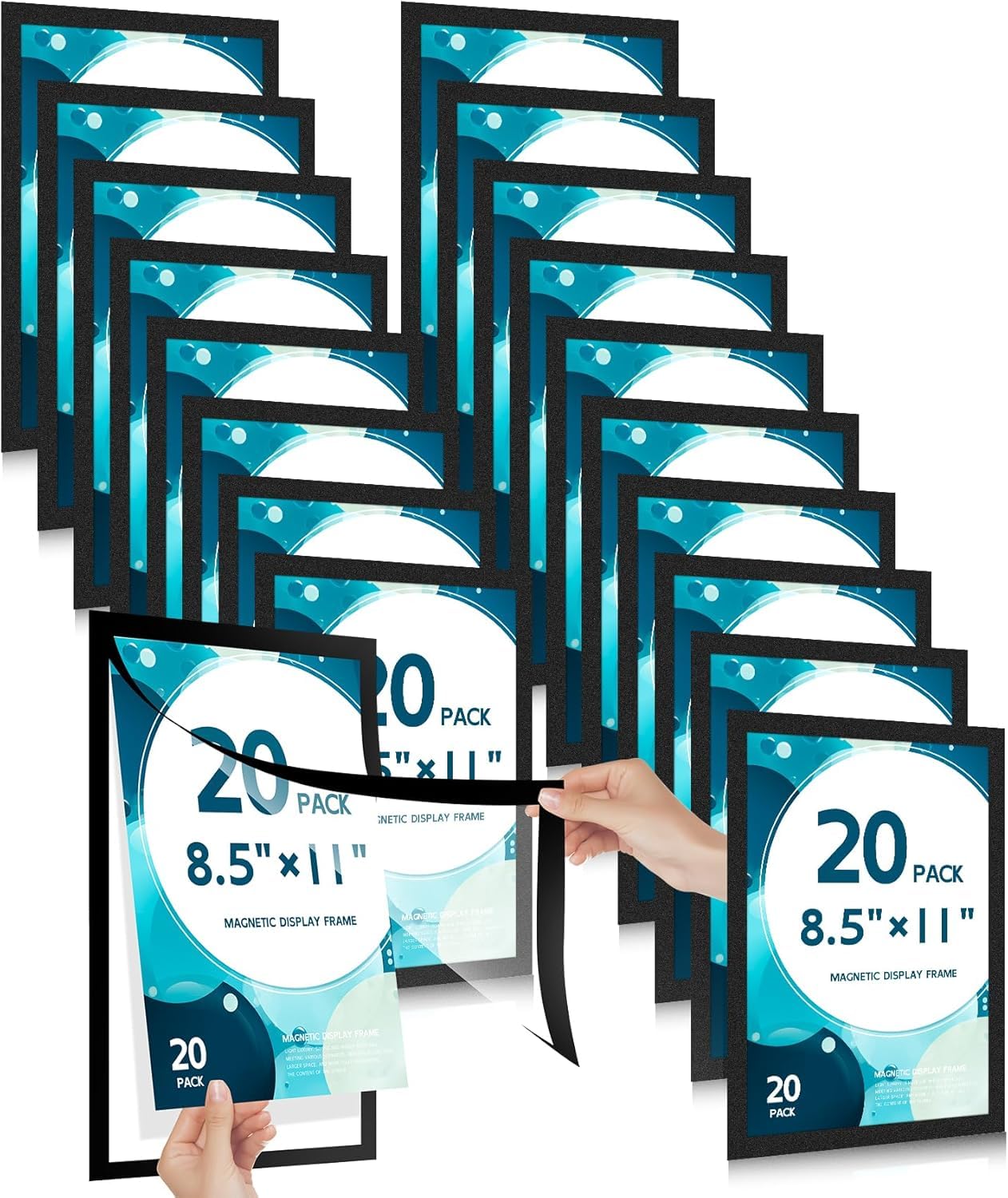 SPVIKISGO 20 Pcs Magnetic Sign Holder 8.5 x 11'' Letter Magnetic Picture Frame Adhesive Frames for Walls Display Window,Door Display Frame and Magnetic for Refrigerator