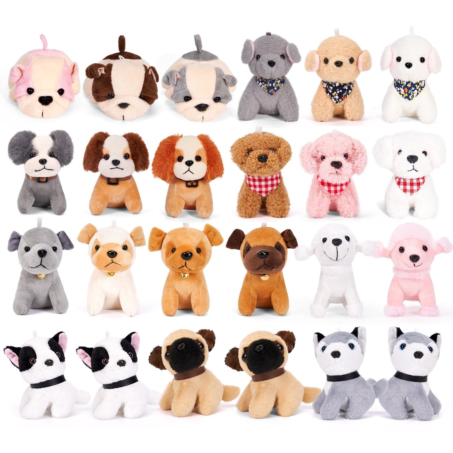 Niceup 24PCS Small Stuffed Animals Bulks Adopt a Puppy Party Favors Mini Plush Dog Gift for Kids Classroom Pet Adoption Birthday Party Decoration Toys Goodie Bag Fillers Easter Basket Stuffer