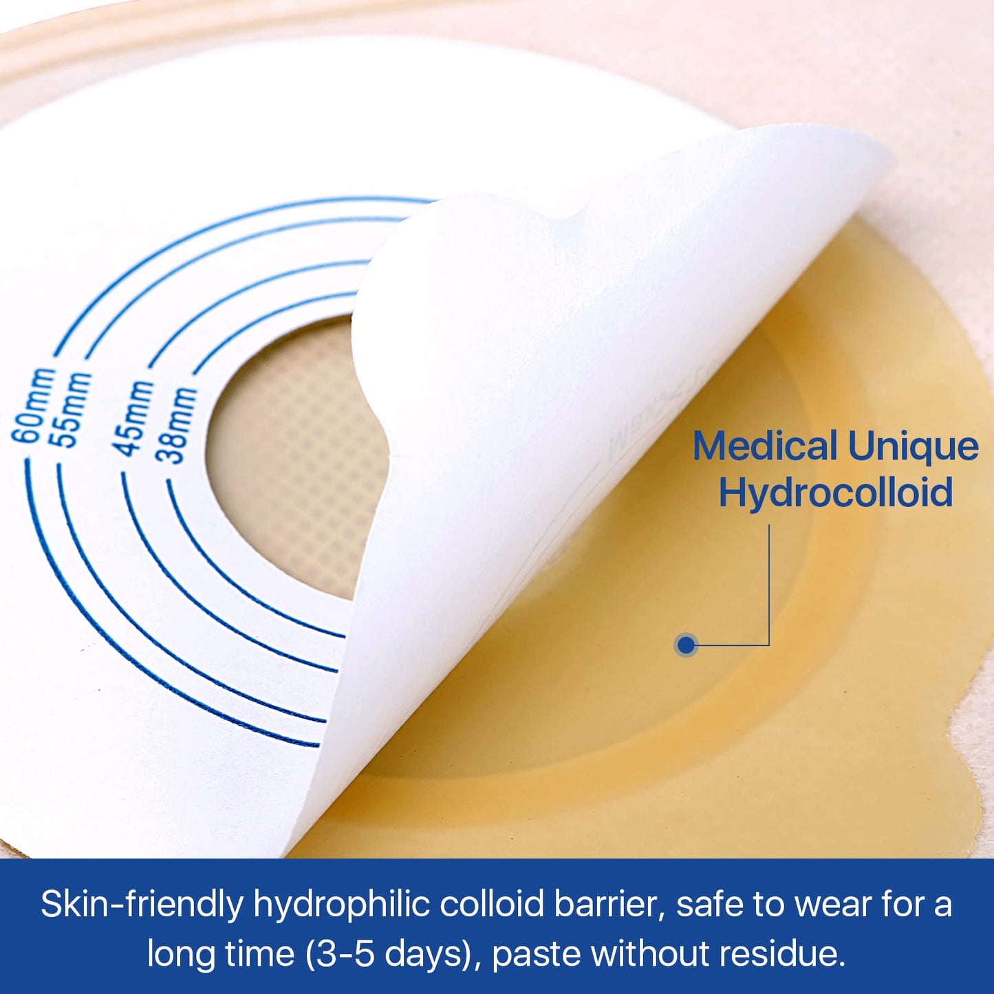 OSTUPMED 20Pcs Colostomy Bags One Piece Closed Ostomy Supplies Drainable Pouches for Ileostomy Stoma Care Cut-to-Fit 38-60MM (1 1/2" to 2 3/8")
