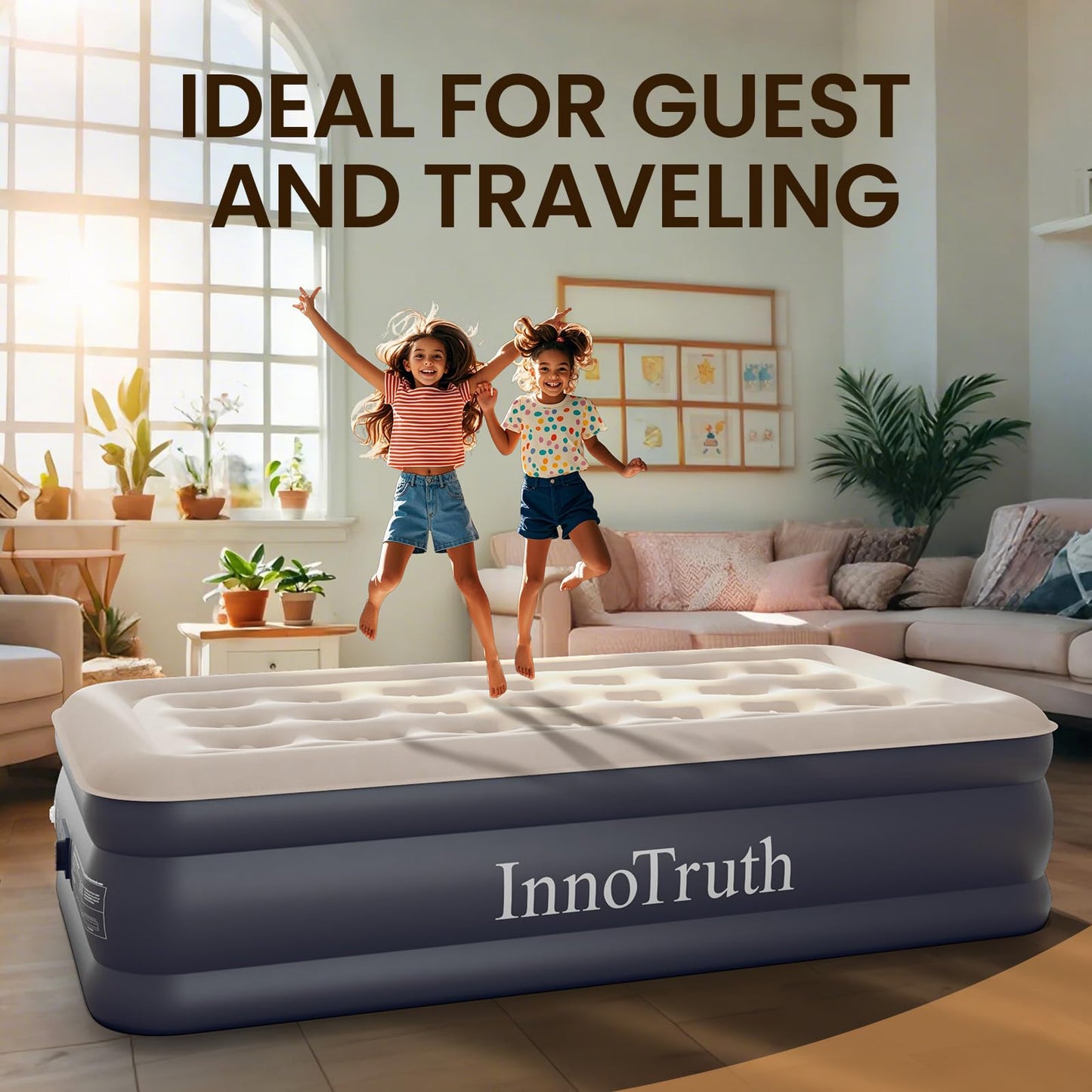 InnoTruth Twin Air Mattress with Built in Pump, Famiy Choice Award Winner, Inflatable Blow up Mattress, 18" Raised Colchones Inflables Air Bed, Ideal for Home and Outdoor, 300lbs