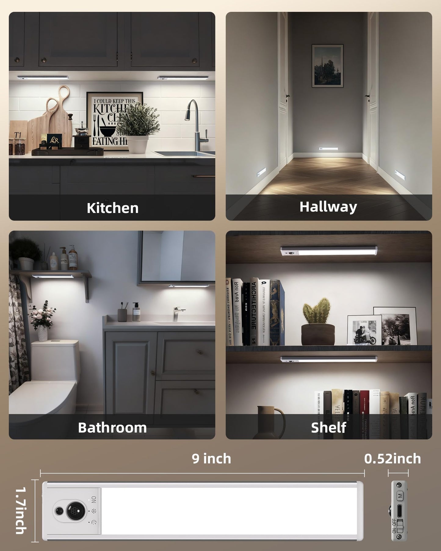 EZVALO Under Cabinet Lighting with Charging Station, Rechargeable Motion Sensor Light Indoor, Dimmable Closet Lights Wireless, 6500K, Motion Activated Under Counter Lights for Kitchen,Pantry(3 Pcs)