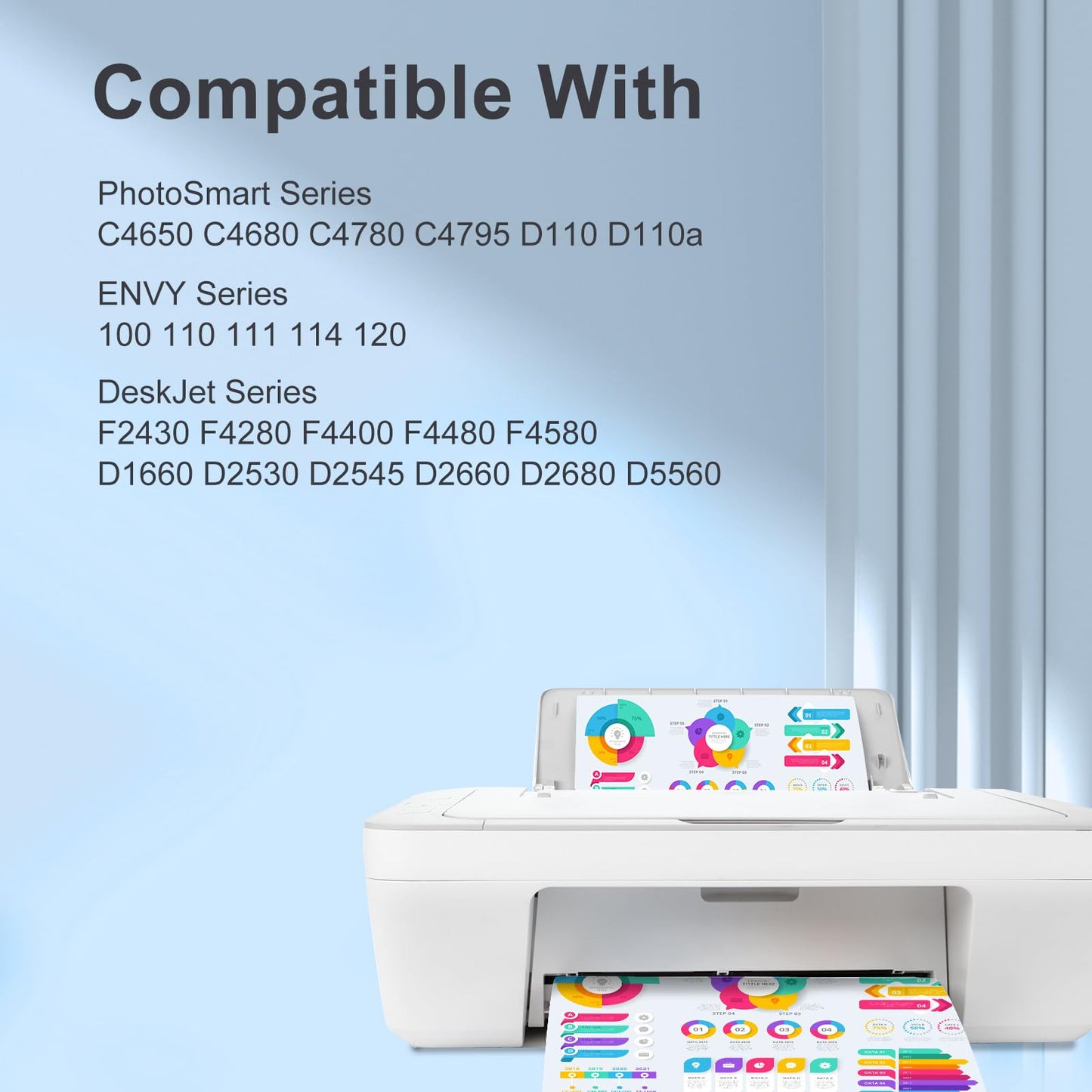 TEINO Remanufactured Ink Cartridge Replacement for HP 60 XL 60XL for PhotoSmart C4780 C4795 C4680 C4650 D110 D110a DeskJet F4480 F4280 F4580 D2530 D2545 Envy 100 Printer (Black, Tri-Color, 2-Pack)