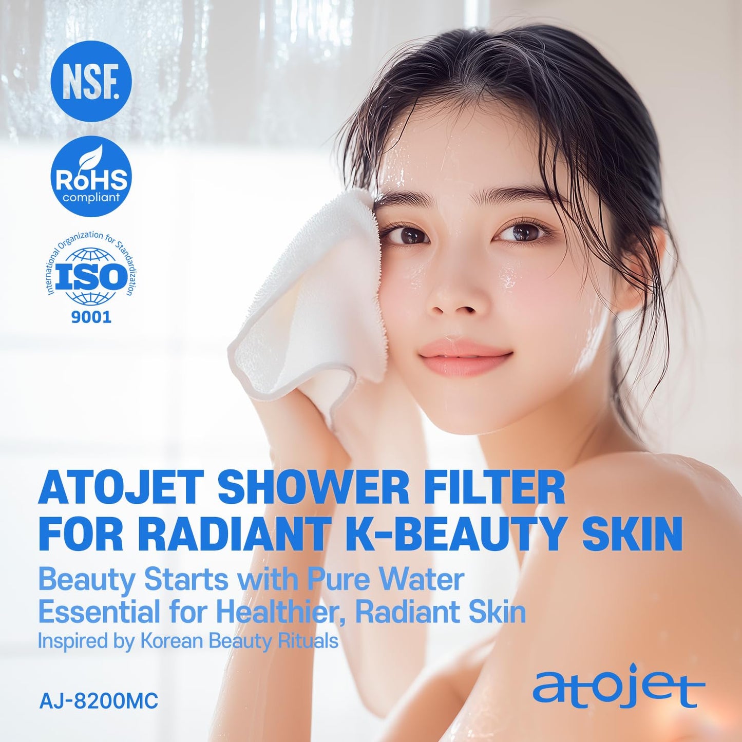 Atojet Filter Showerhead Inspired By Korea's Beauty Culture | Carbon Composite Filter | Single Set (Hose, Mount, Teflon Tape, Wrench) (AJ8200MC-SET-SNG)
