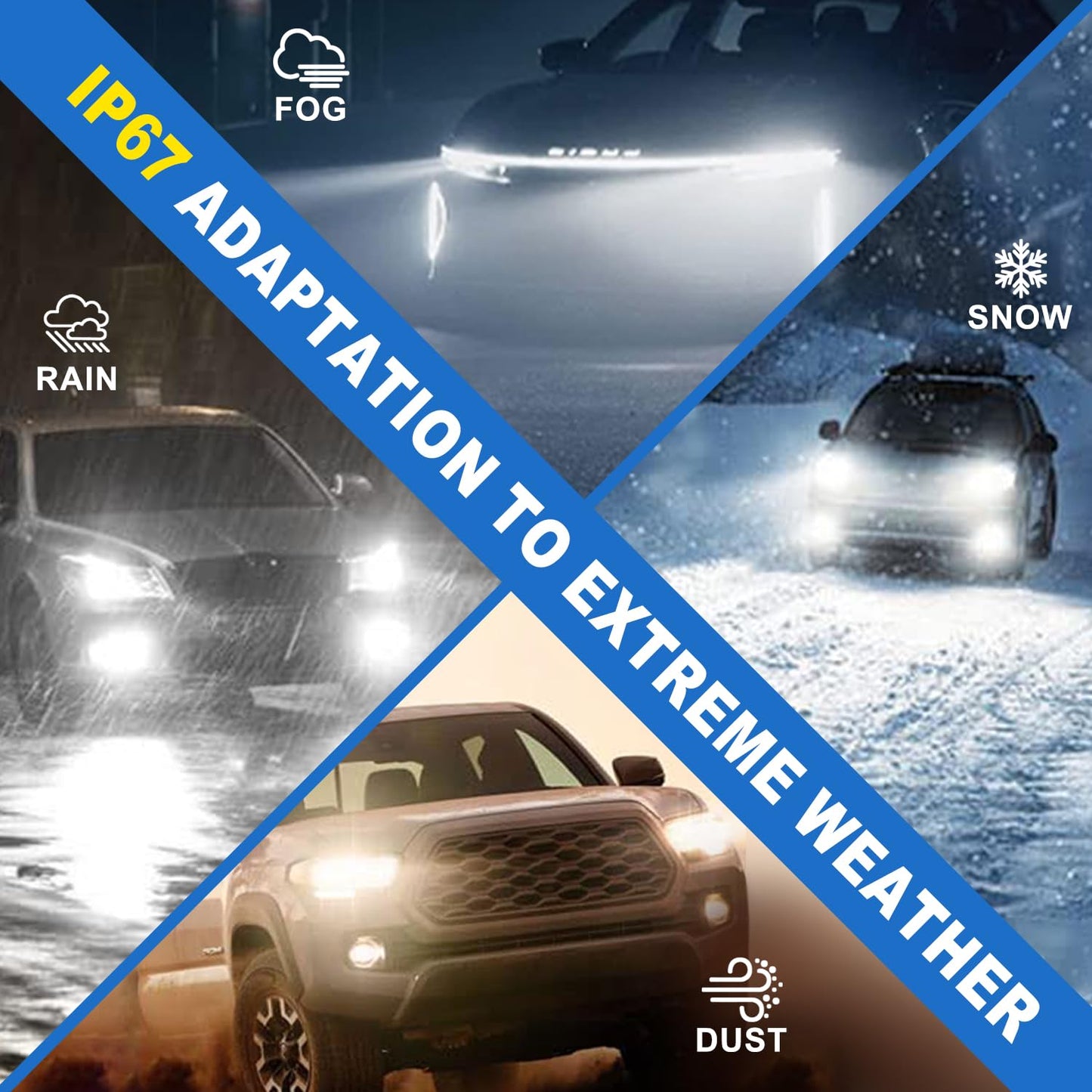 AHOBXD 9005 H11 𝐋𝐄𝐃 Bulbs Combo,Upgraded 900% 90000LM Brightest 1:1 Halogen Size H11 9005 Bulbs with Cooling Fan 80000hours Lifespans Super Bright H11 9005 Fog Light Bulbs(Pack of 4)