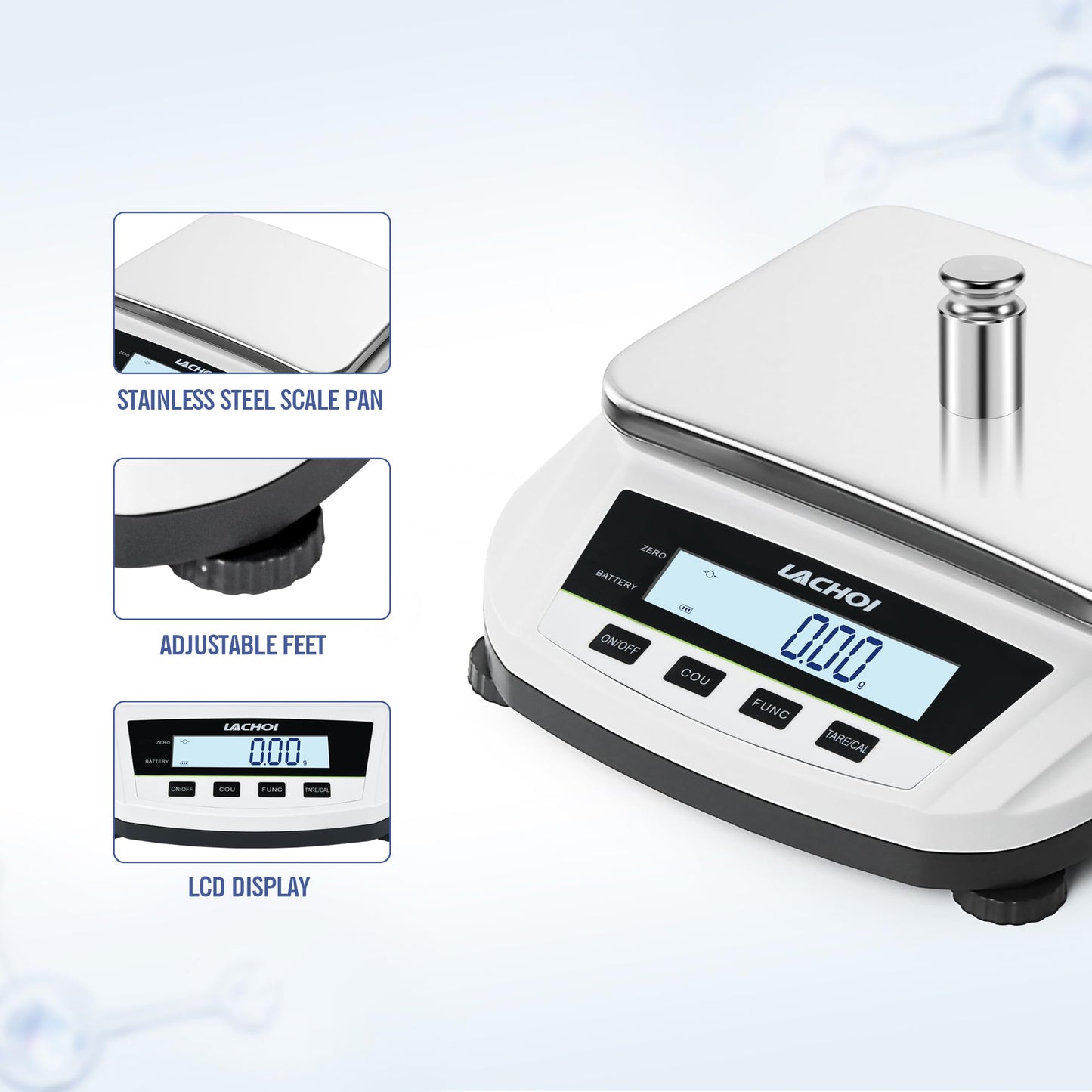 LACHOI Lab Analytical Balance 5000g×0.01g Analytical Balance High Precision Lab Scale 0.01g Accuracy Jewelry Scientific Scale (No Test Weight)