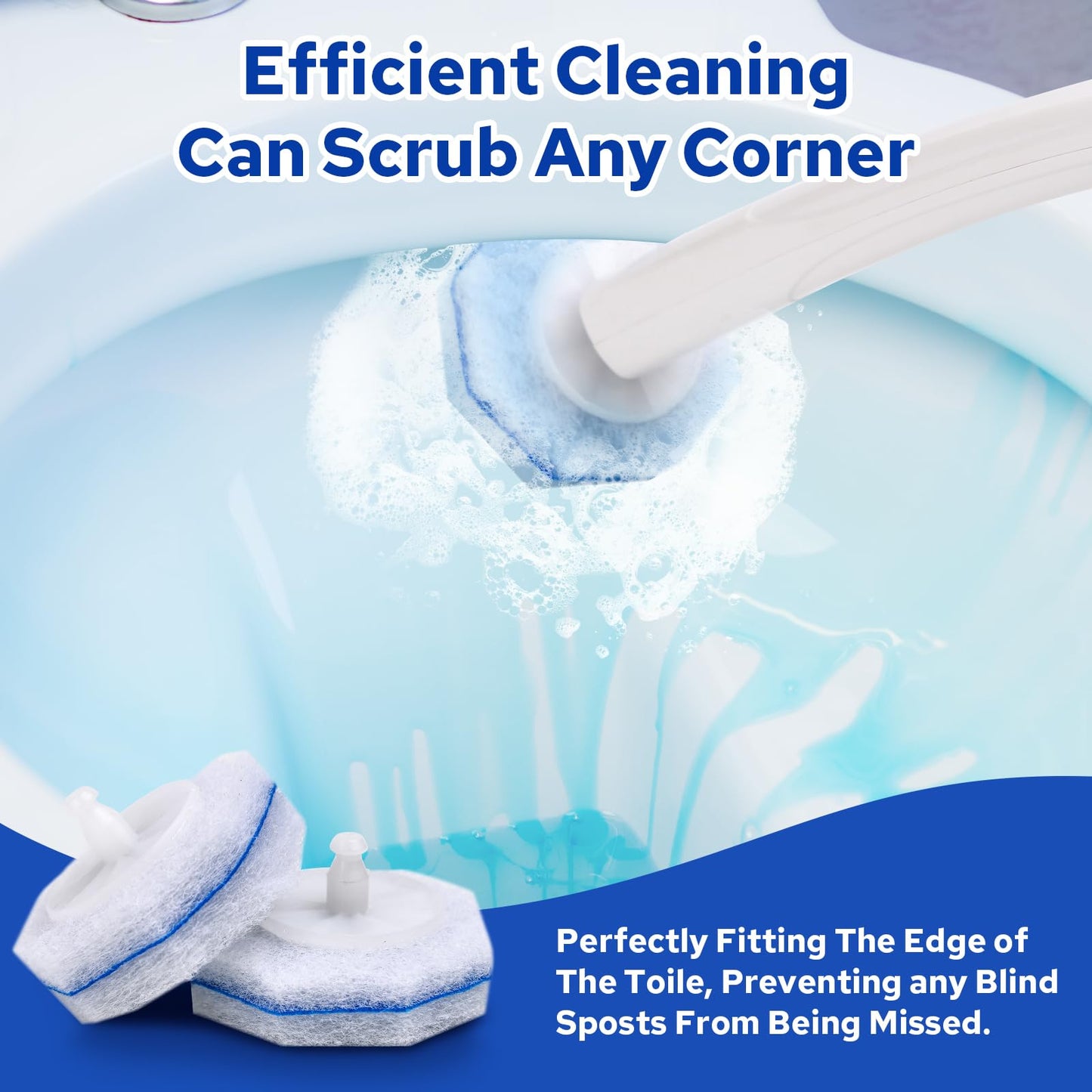 Cecailin 120pcs Disposable Toilet Brush Refills, Bulk Toilet Bowl Cleaner Refill Pads, Compatible with Most Toilet Cleaning Wands, High-Value Scrubber Replacement Heads, 120 Count