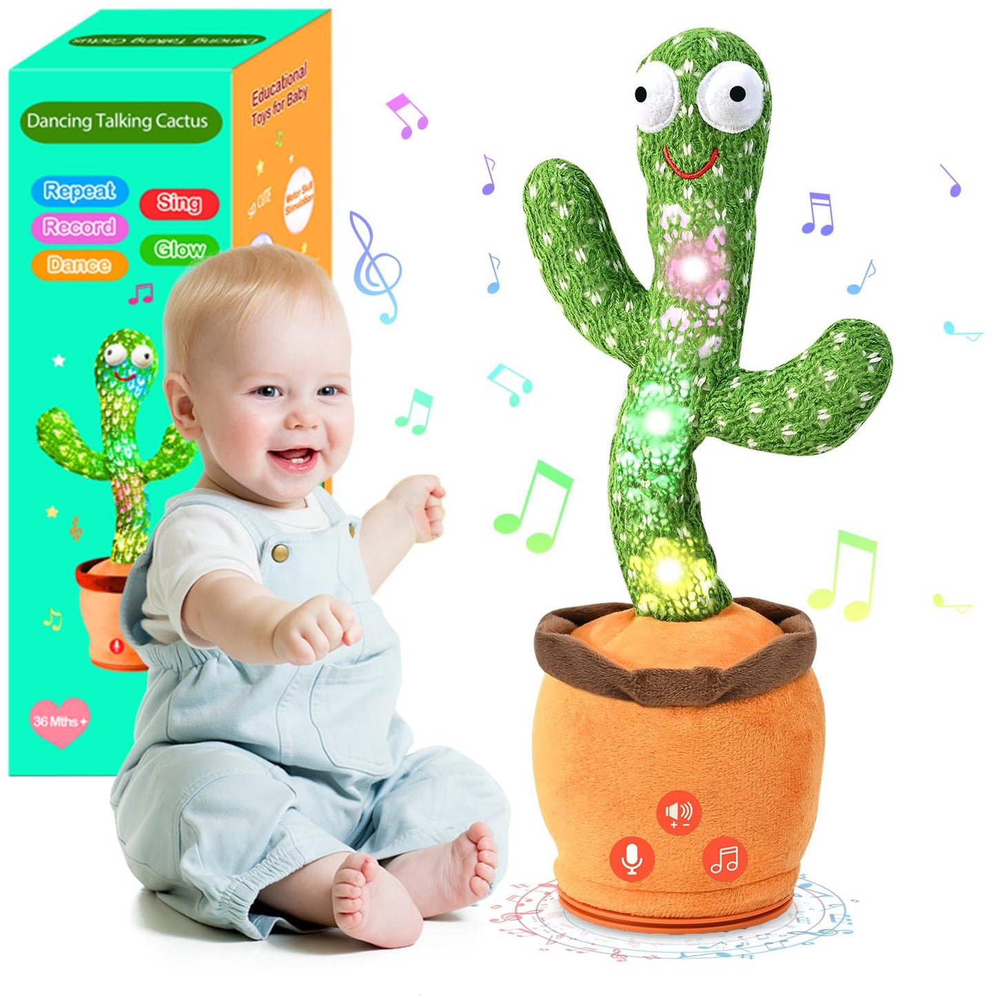 TWORIVER Talking Cactus Toy Dancing Talking Cactus Baby Toy