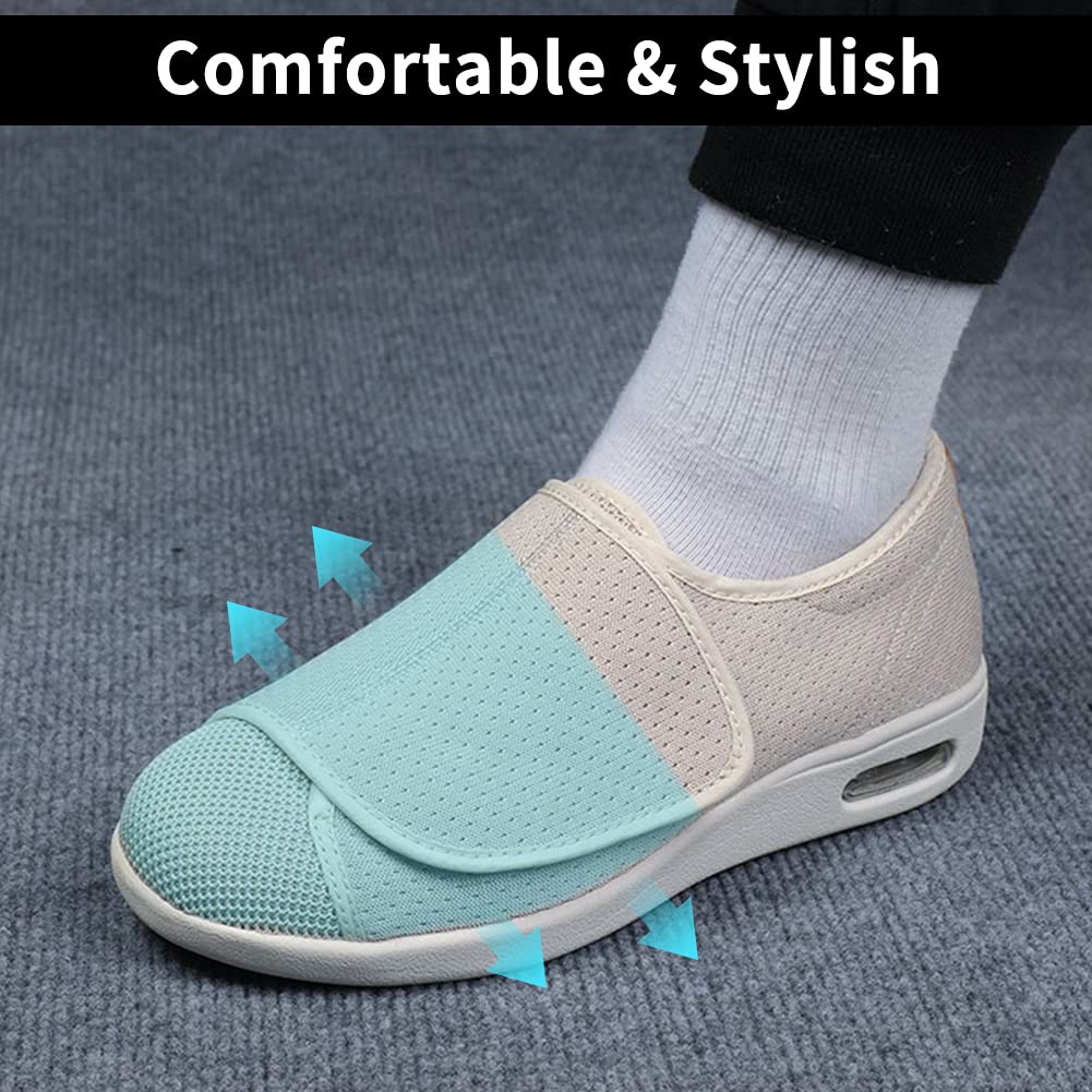 Men's Diabetic Shoes Extra Wide Width Easy On & Off Walking Sneakers with Air Cushion & Breathable Mesh, Support for Elderly Men, Swollen Feet, Edema, Plantar Fasciitis Black Gray