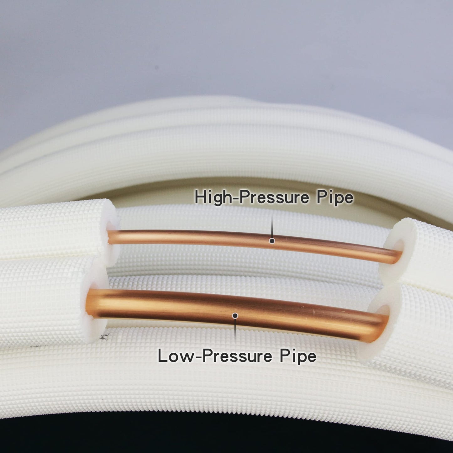 25ft Length Mini Split Line Set,1/4" 1/2" OD Copper Pipes Tubing and 3/8 White PE Thickened Insulated Coil with Flared Nuts for Mini Split Air Conditioner HVAC or Heat Pump System. (25Ft(1/4+1/2))