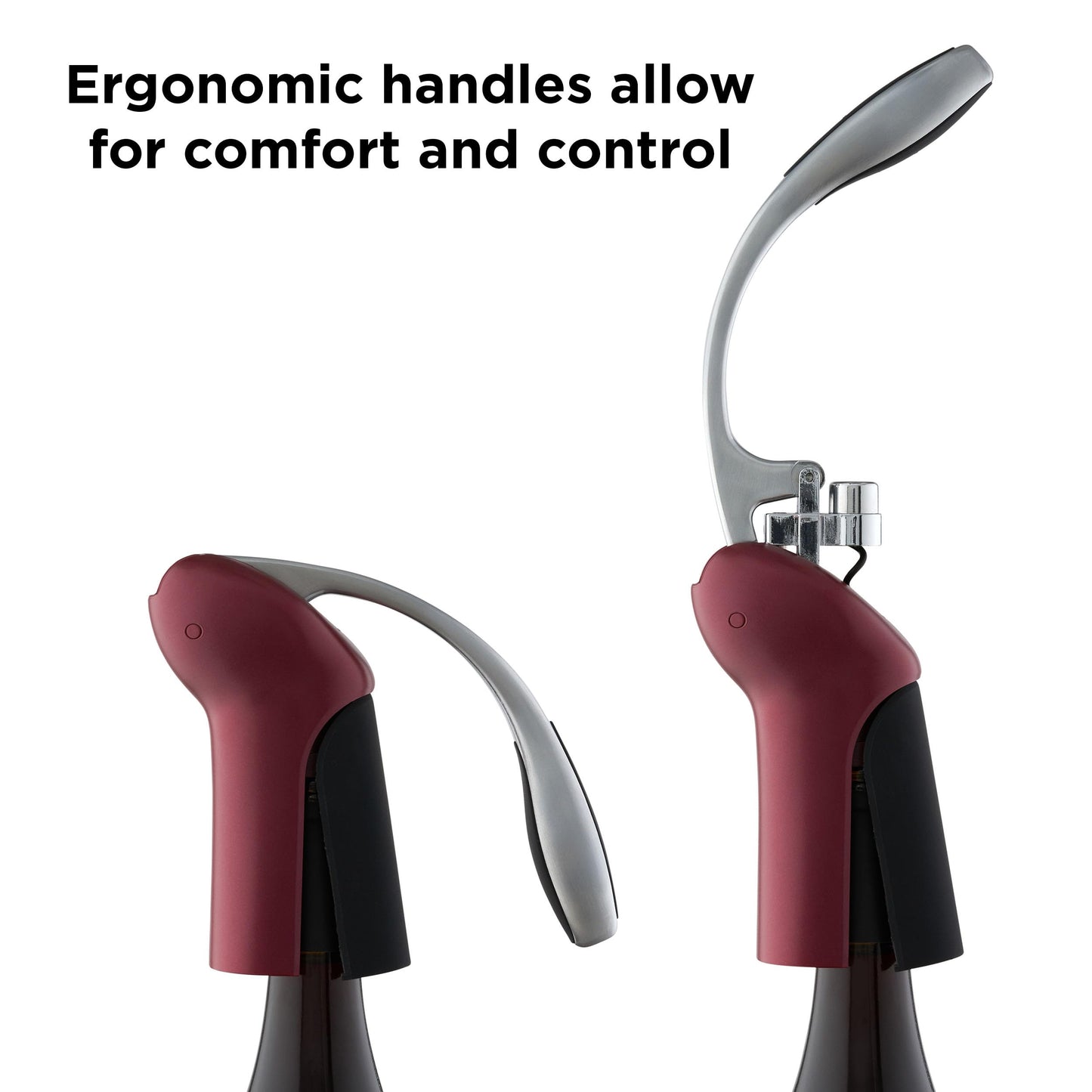 Rabbit Vertical Corkscrew Wine Opener with One-Pull Design, Foil Cutter Included, Easy to Use Manual Lever, Durable Stainless Steel Spiral, Merlot