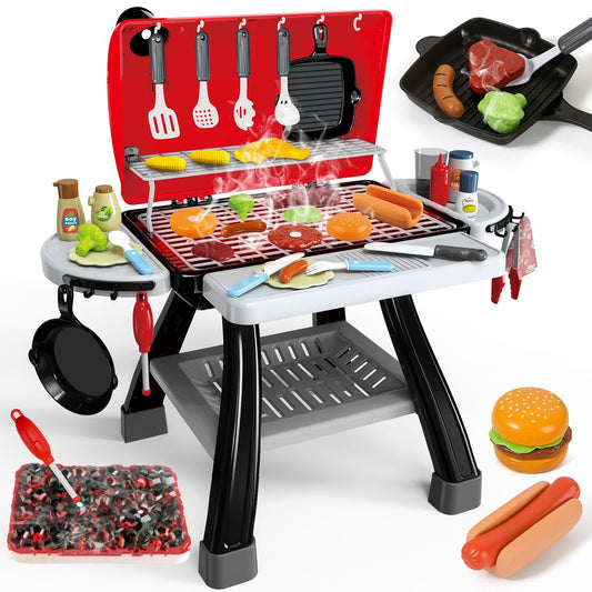 35pcs Kitchen Toy Set, Toy BBQ Grill Set, Cooking Toy Set, Little Chef Play, Kids Grill Playset Interactive BBQ Toy Set for Kids, Kids Kitchen Playset Toy Christmas Birthday Gift for Boys Girls Kids