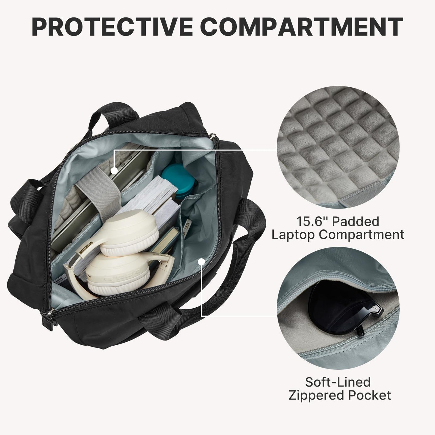 G4Free Protective 16" Laptop Backpack, Large Work Bag for Men Women, Slim Casual Backpacks for Travel, College, Business, Black