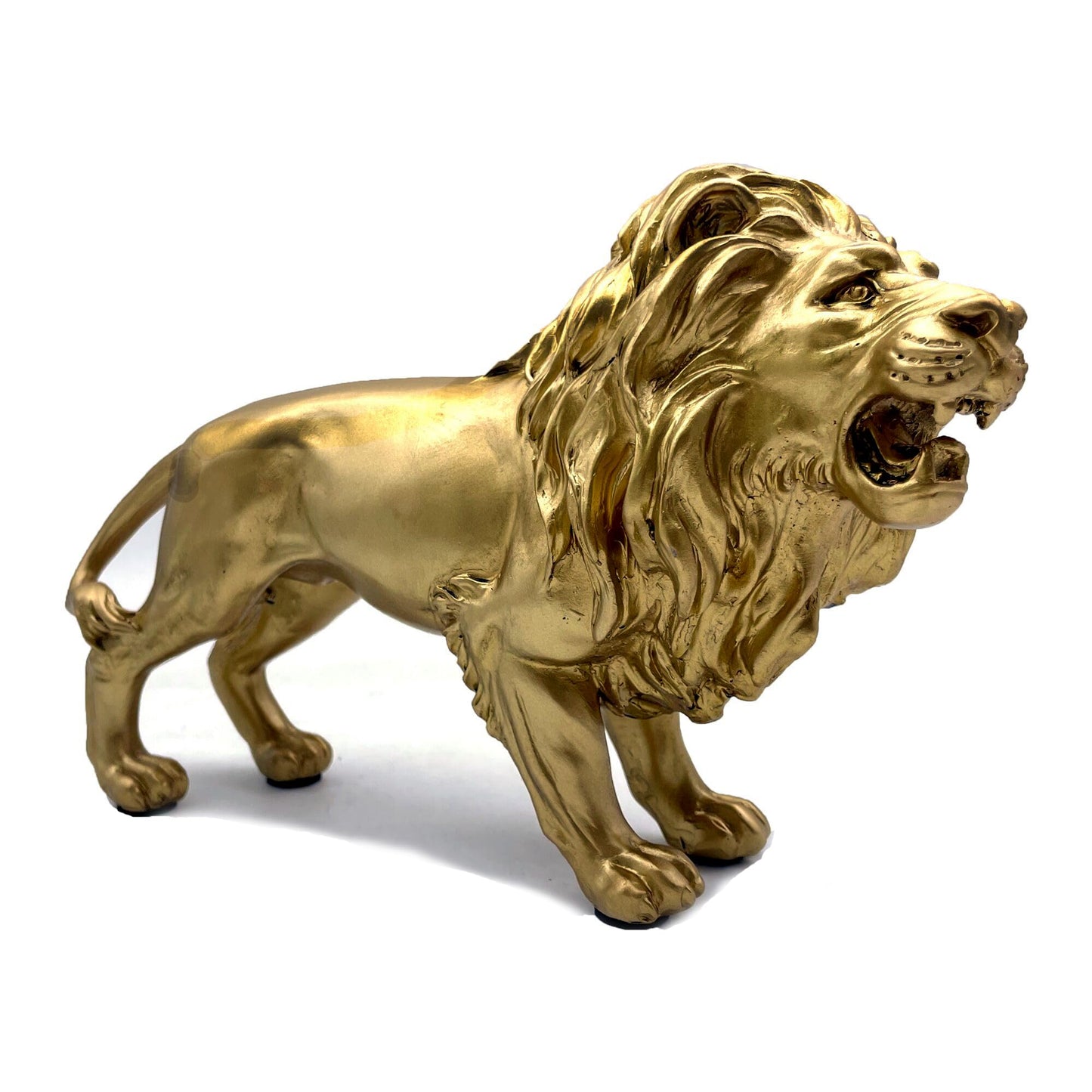 10 Inch Lion Statue Figurine Sculpture Resin Collectible Gifts for Lion Lover Office Home Decor Desk Accessories Decoration Garden Figurines Outdoor Decor Gold