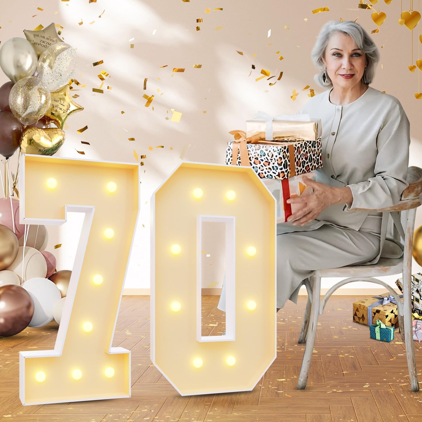 imprsv 3FT 70th Birthday Decorations Numbers: 70th Birthday Party Anniversary Decorations Large Light Up Numbers 70 for Men Women