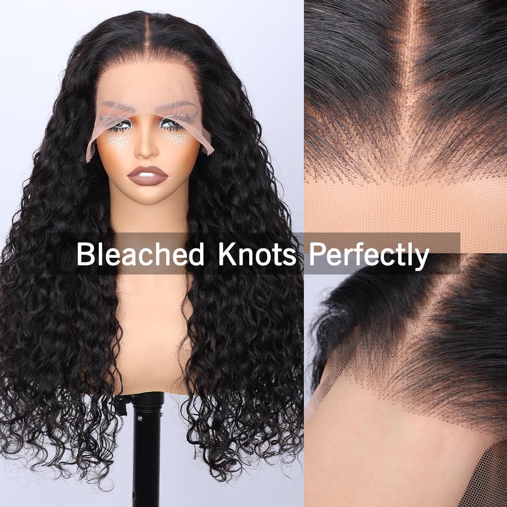 Newshion 13x6 Water Wave Lace Front Wigs Human Hair Pre Plucked Bleached Knots 180 Density Wet And Wavy Glueless Wigs Human Hair 18 Inch Hd Lace Frontal wig with baby hair