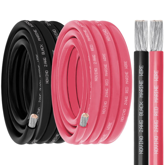 2 Gauge Maine Wire Include 2 Gauge 20FT Black & 20FT Red,2AWG Marine Grade Wire Oxygen-Free Tinned Copper Electrical Cable for Boat Automotive RV Camper Trailer Speaker Lighting Outdoor