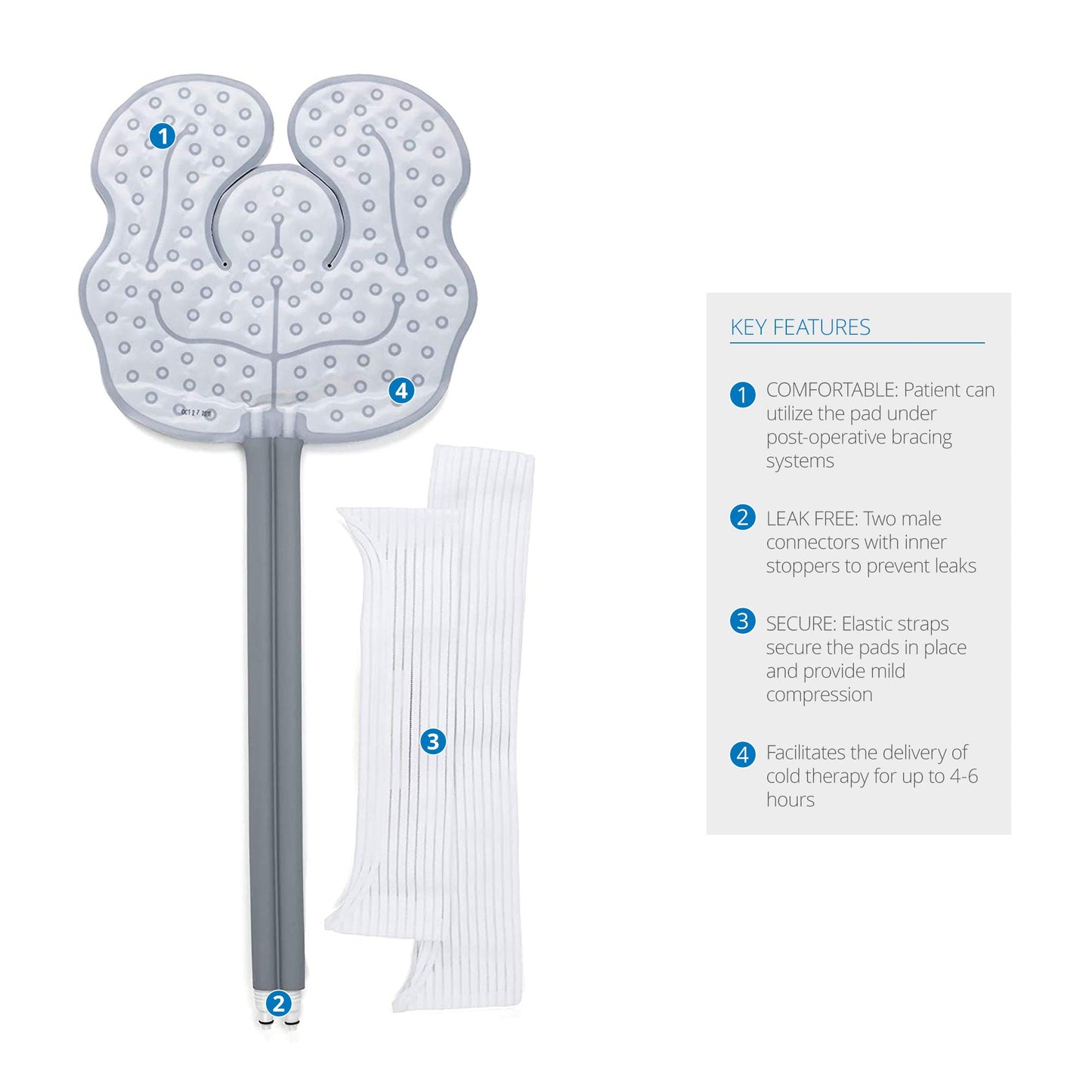 Ossur Cold Rush Universal Cold Therapy Pad for Knee, Shoulder, Hip & Ankle | Ergonomic Pad for Post-Operative Pain & Injuries | Works with Cryotherapy Machines | Includes Hose Connectors & Straps