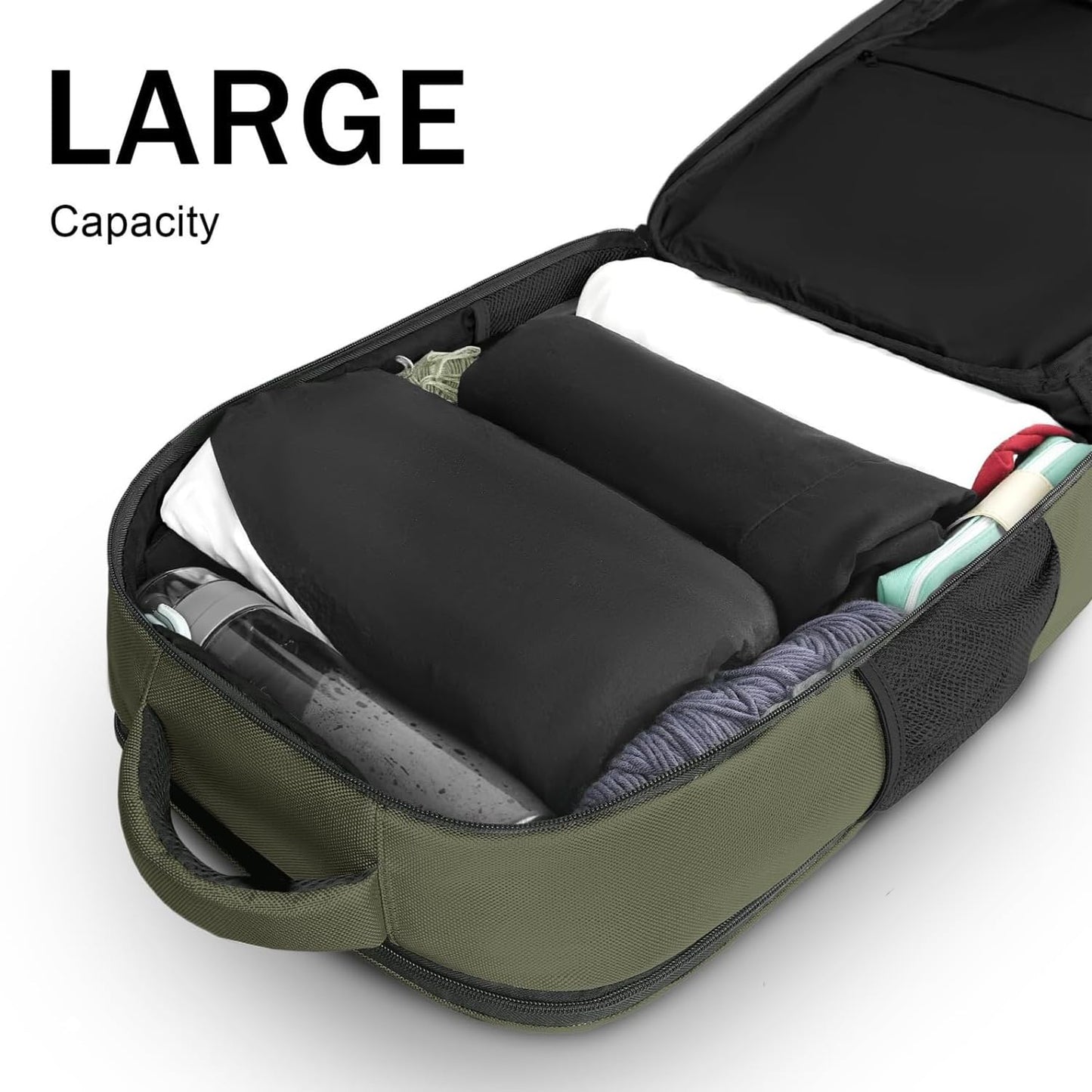 MATEIN Carry on Travel Laptop Backpack, Large Flight Approved Personal Item Travel Backpack with Shoe Compartment, Water Resistant Weekender Overnight Bag Fit 17 Inch Laptop, Green