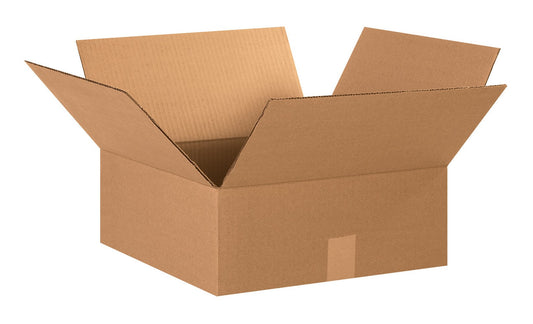 BOX USA 15156 Flat Corrugated Cardboard Box 15" L x 15" W x 6" H, Kraft, For Shipping, Packing and Moving (Pack of 25)