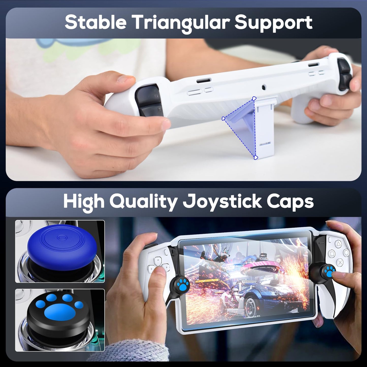 KOVA 10 in 1 Accessories Kit for Playstation Portal, Carrying Case & TPU Skin Cover with Kickstand for PS5 Portal Console, Travel Shell with 2* Screen Protector & 4* Thumb Grip for PS Portal Handheld, White